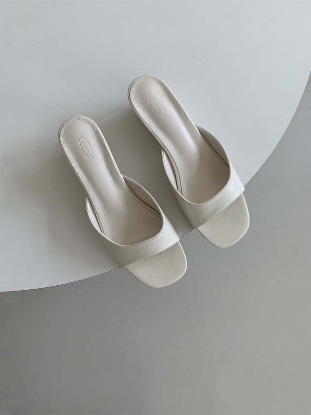 미니멀 토오픈 여름 6cm 미들 통굽 웨지 샌들 뮬힐 | 2color