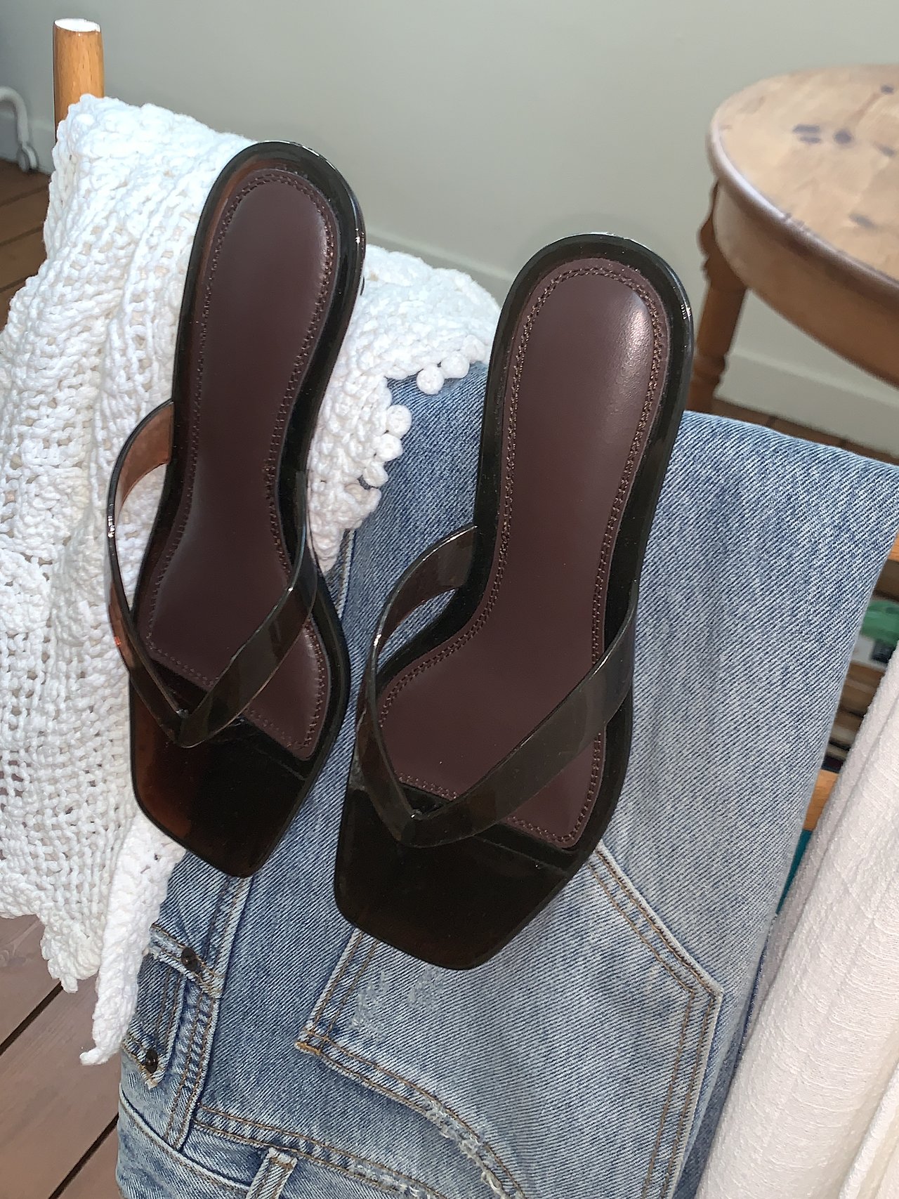 투명 젤리 쪼리 여름 발편한 키높이 4.5cm 미들 키튼힐 | 3color