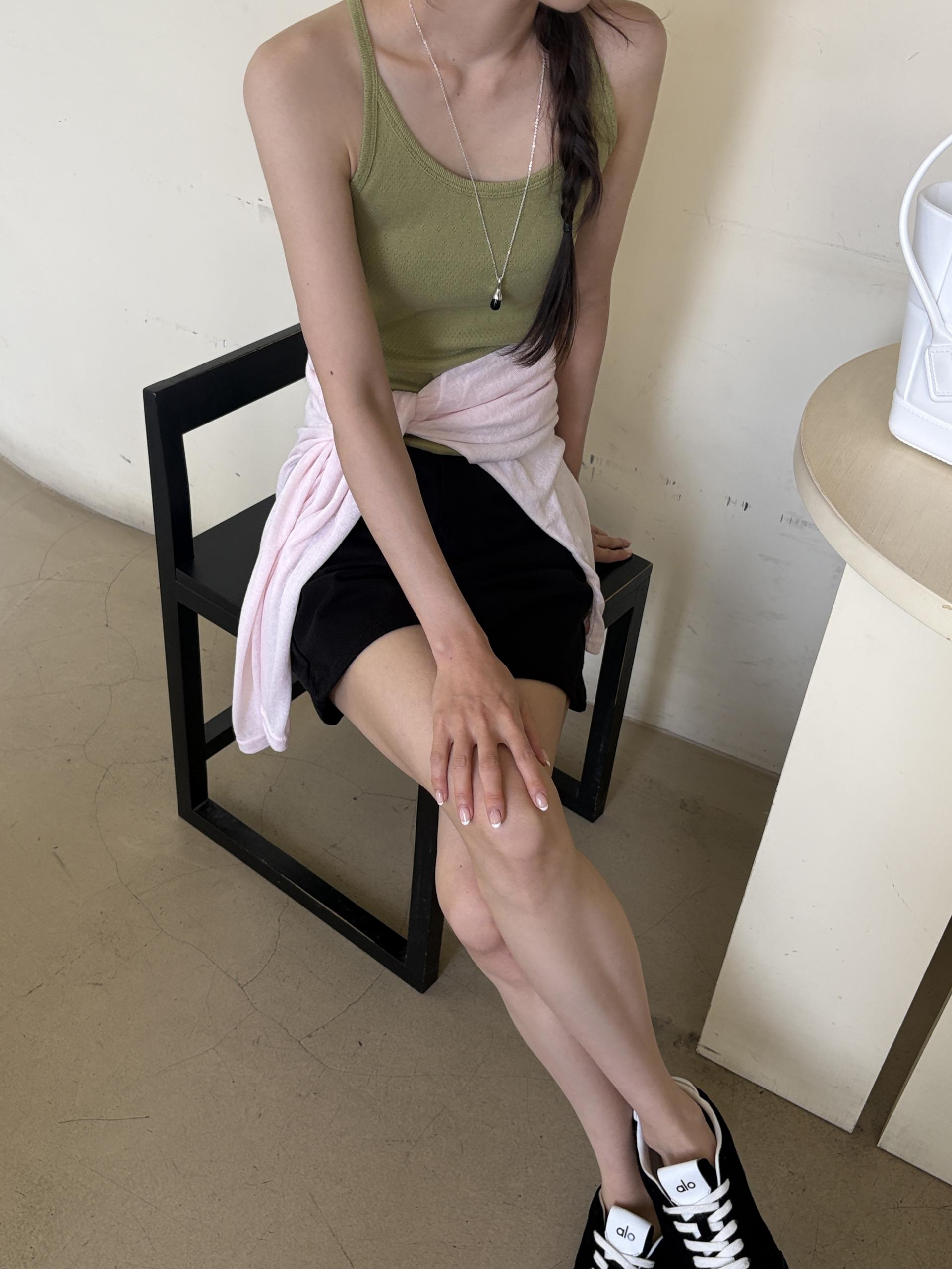 아일렛 펀칭 코튼 레이어드 여름 슬리브리스 티셔츠 | 4color