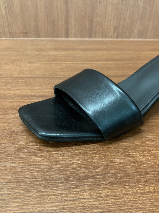 새틴 공단 레더 토오픈 여름 발편한 5cm 미들 뮬 샌들힐 | 2color