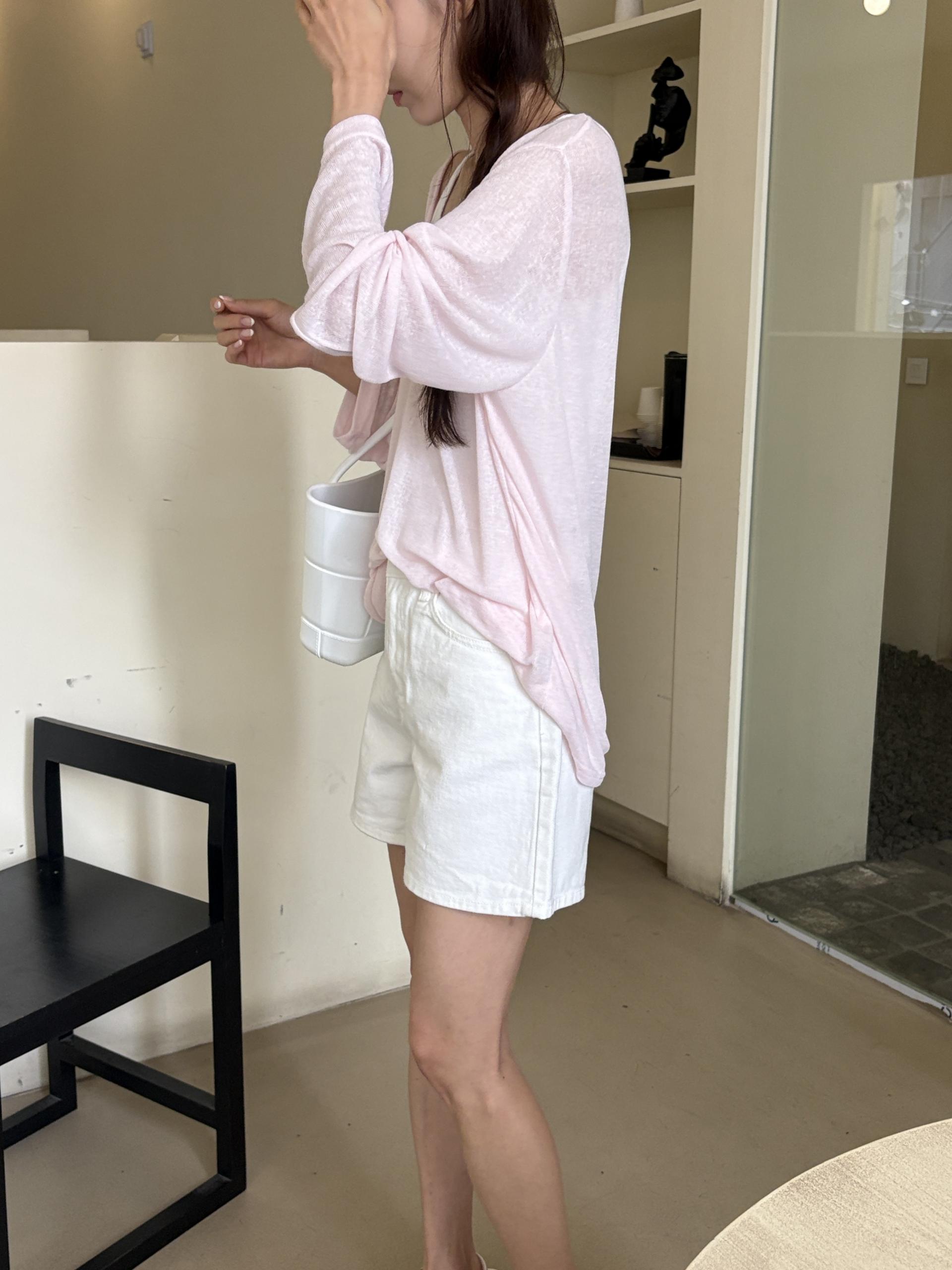 썸머 파스텔 딥 브이넥 루즈핏 레이어드 살안타 긴팔 티셔츠 | 6color