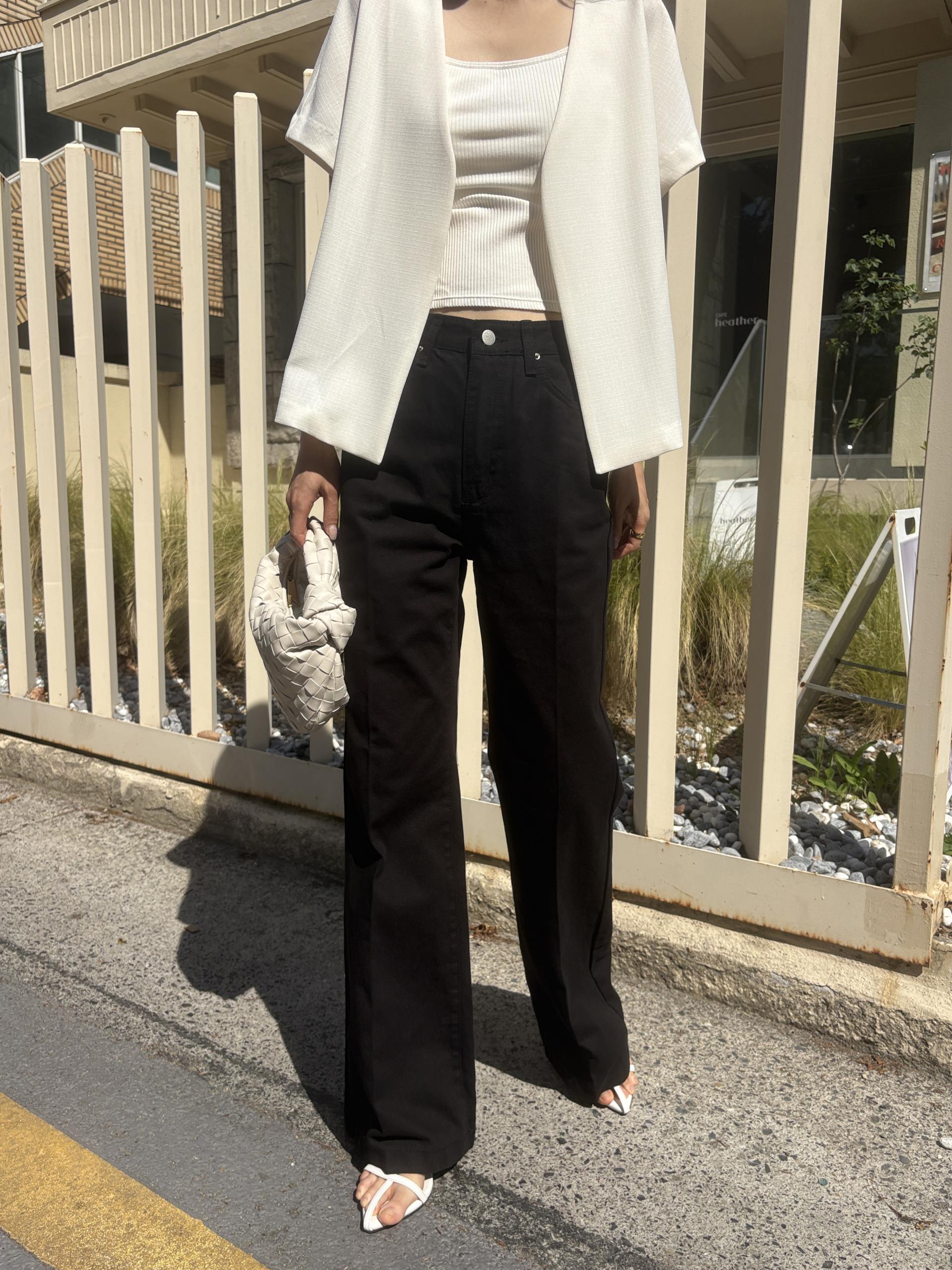 썸머 클린 레직기 난스판 코튼 세미 부츠컷 롱 팬츠 | 2color