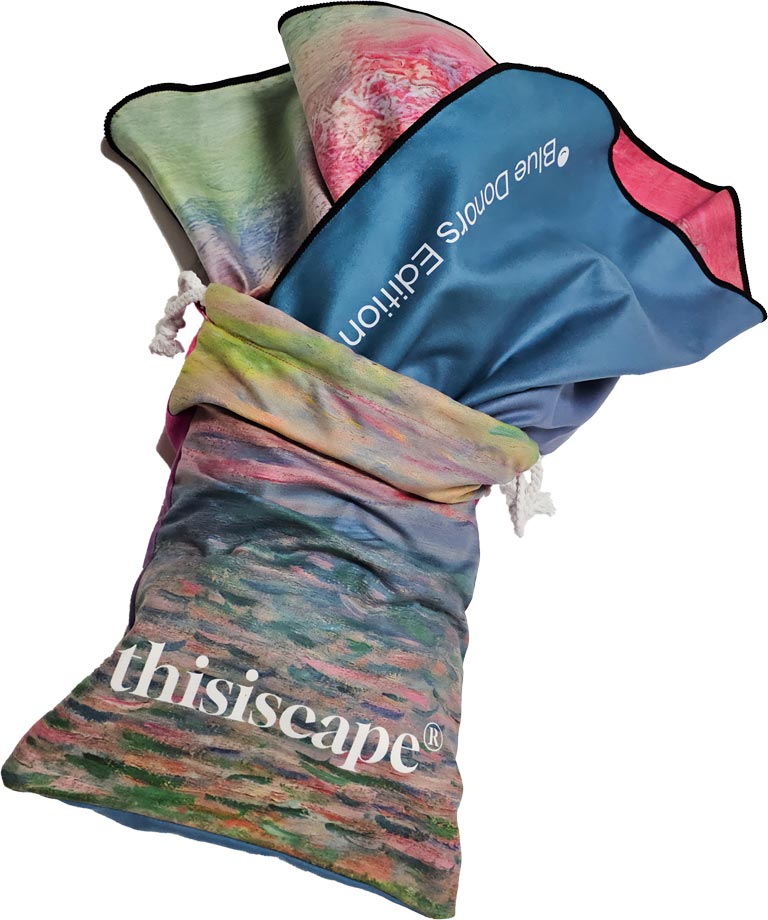 디스이스케이프(thisiscape) 친환경 비치타월 블루 도너스 에디션 파우치