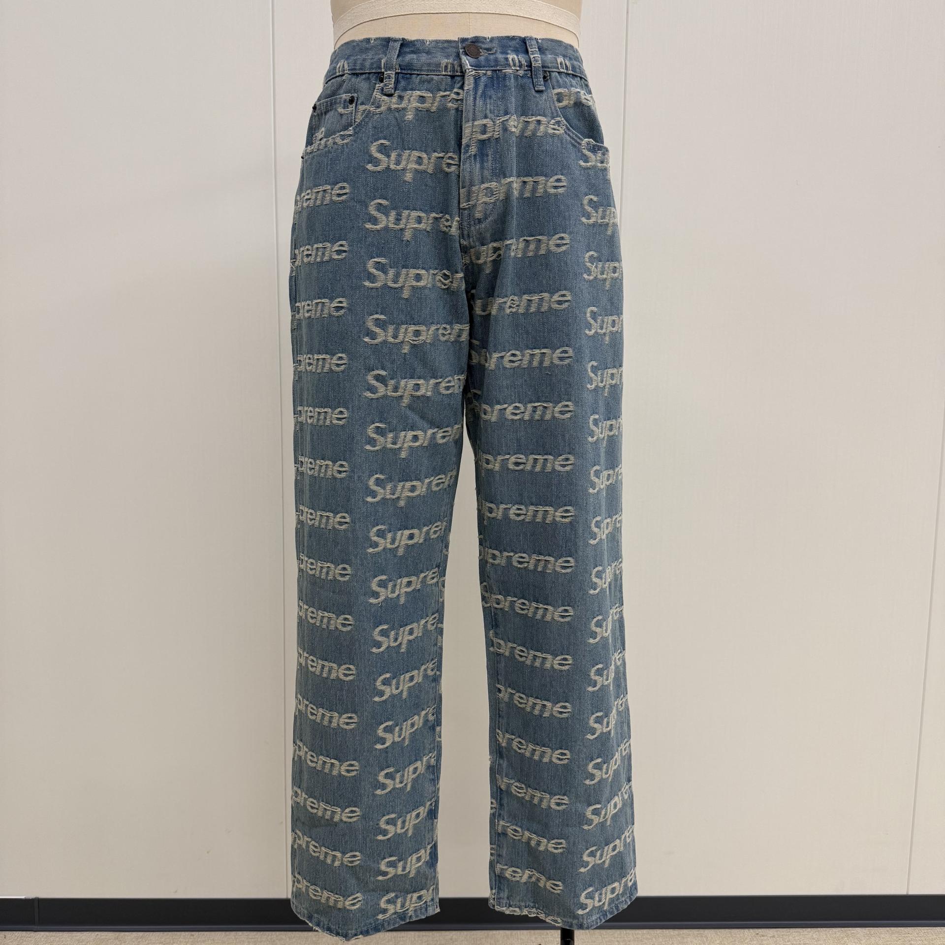 Supreme Frayed Logos Regular Jean Blue 