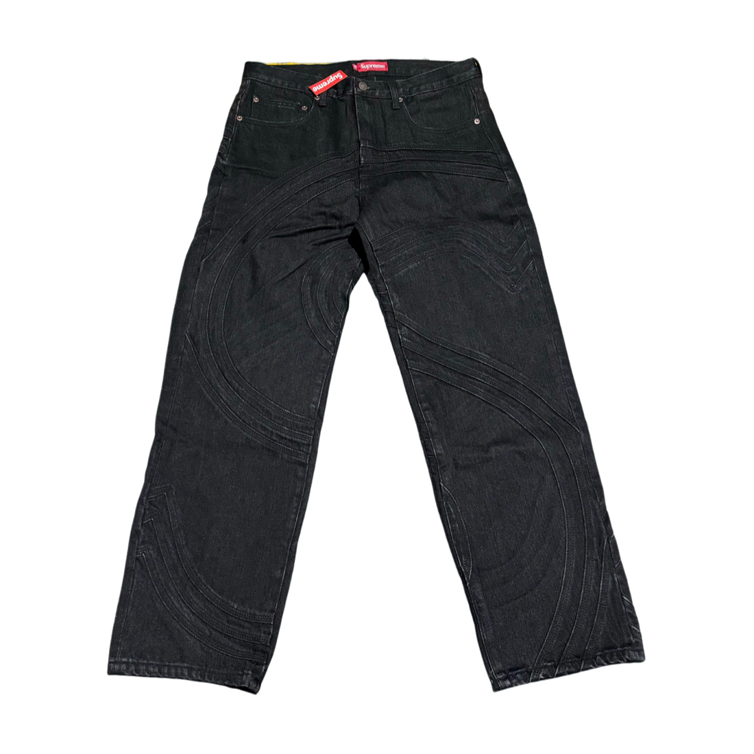Supreme S Logo Loose Fit Jean Washed black
