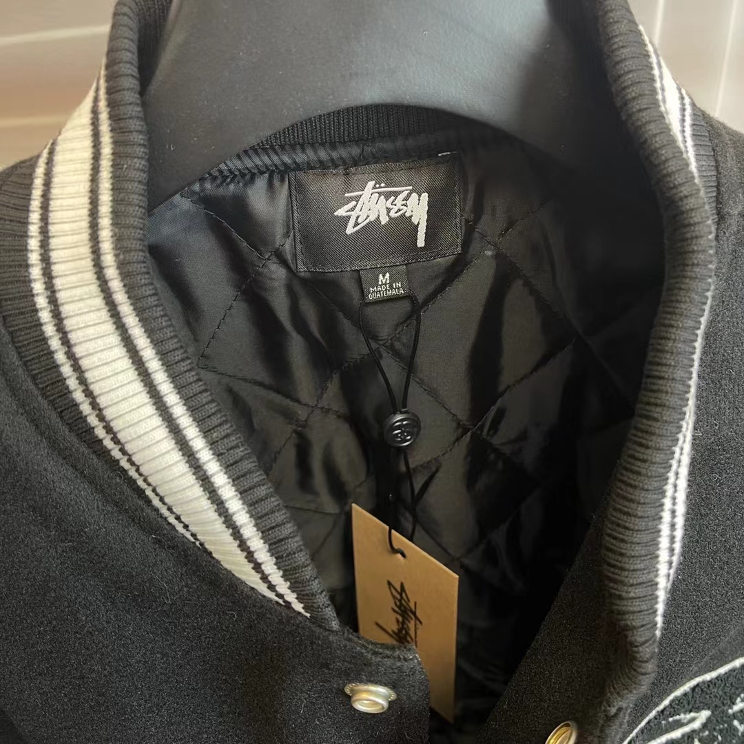 스투시 카센티노 울 바시티 자켓 블랙