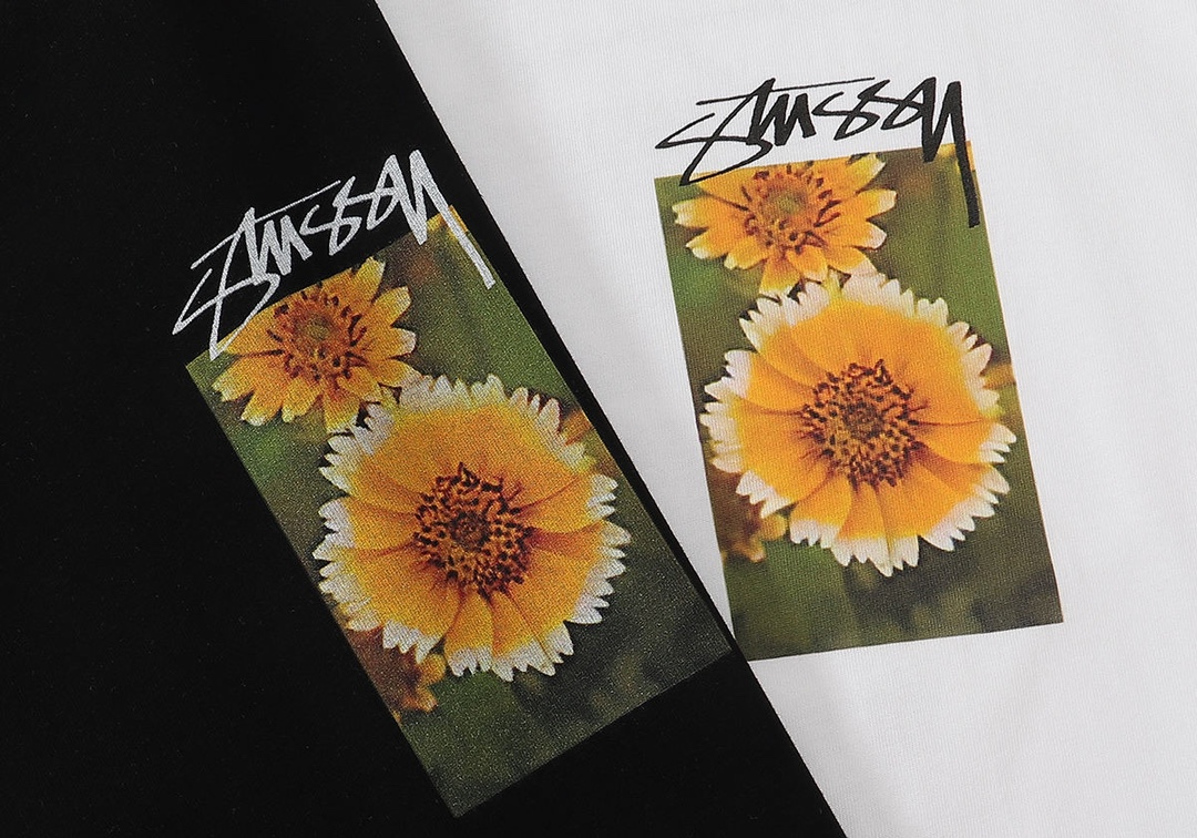 스투시 플라워 그리드 피그먼트 다이드 티셔츠