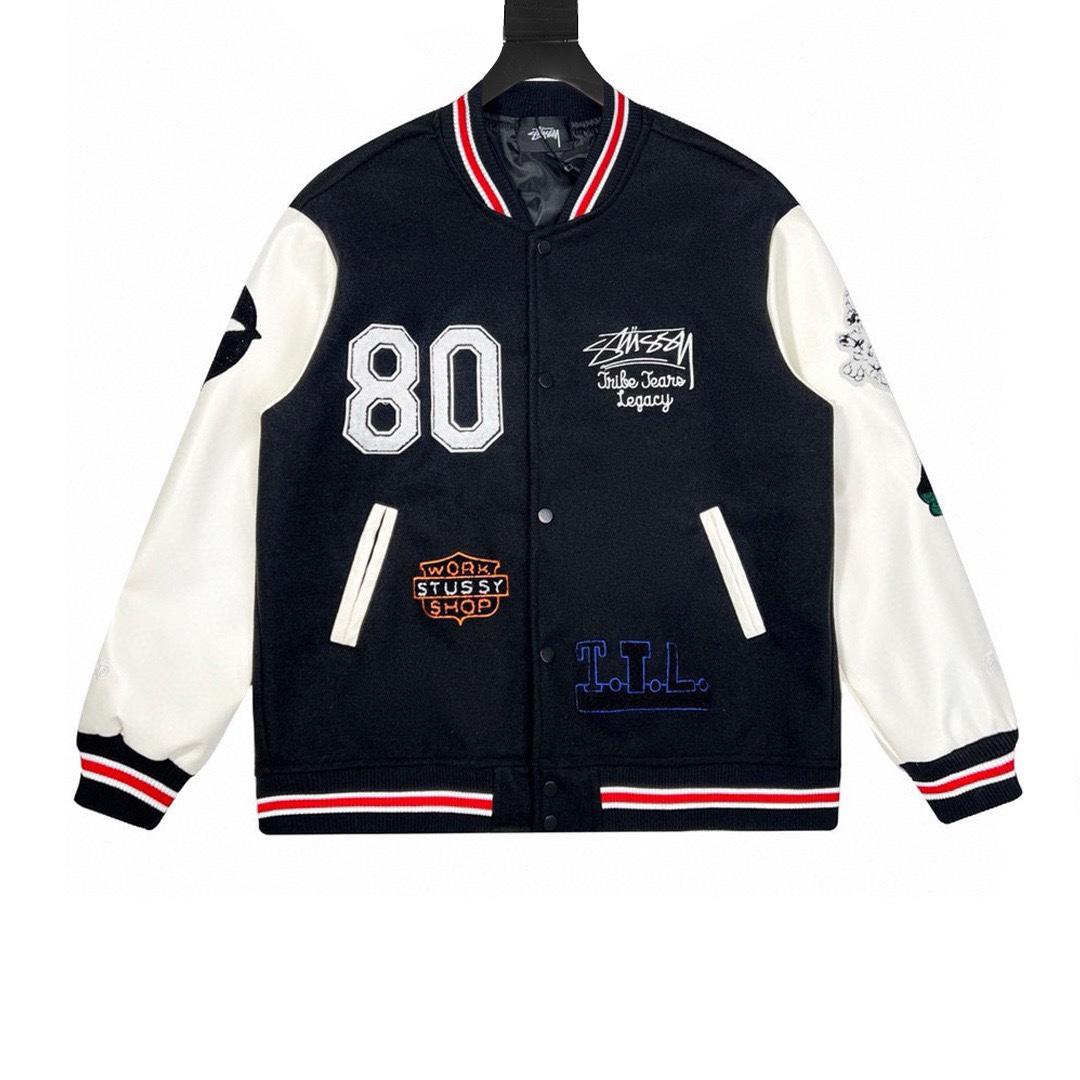 Stussy x Our Legacy x Denim Tears TTL Varsity Jacket Black