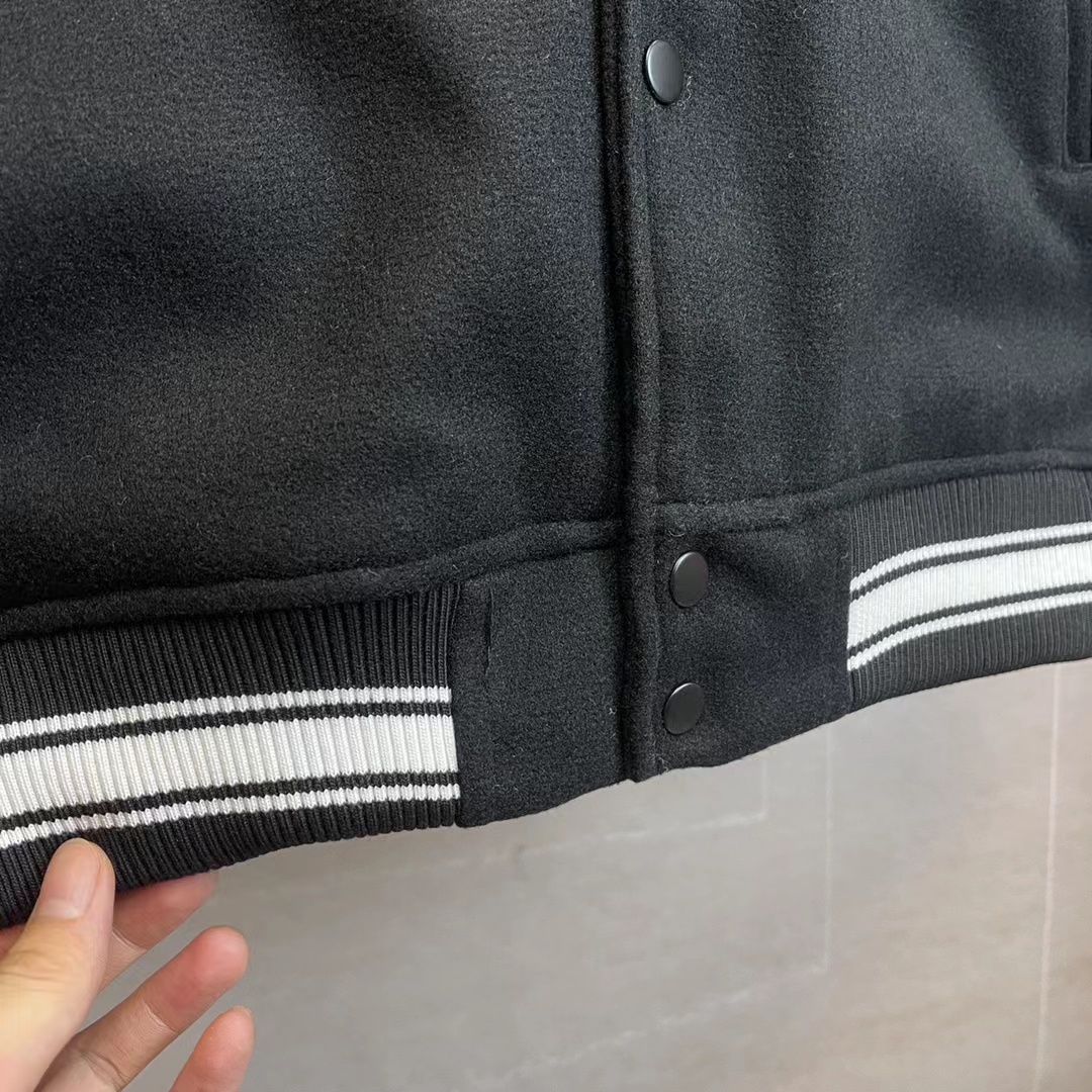 스투시 카센티노 울 바시티 자켓 블랙