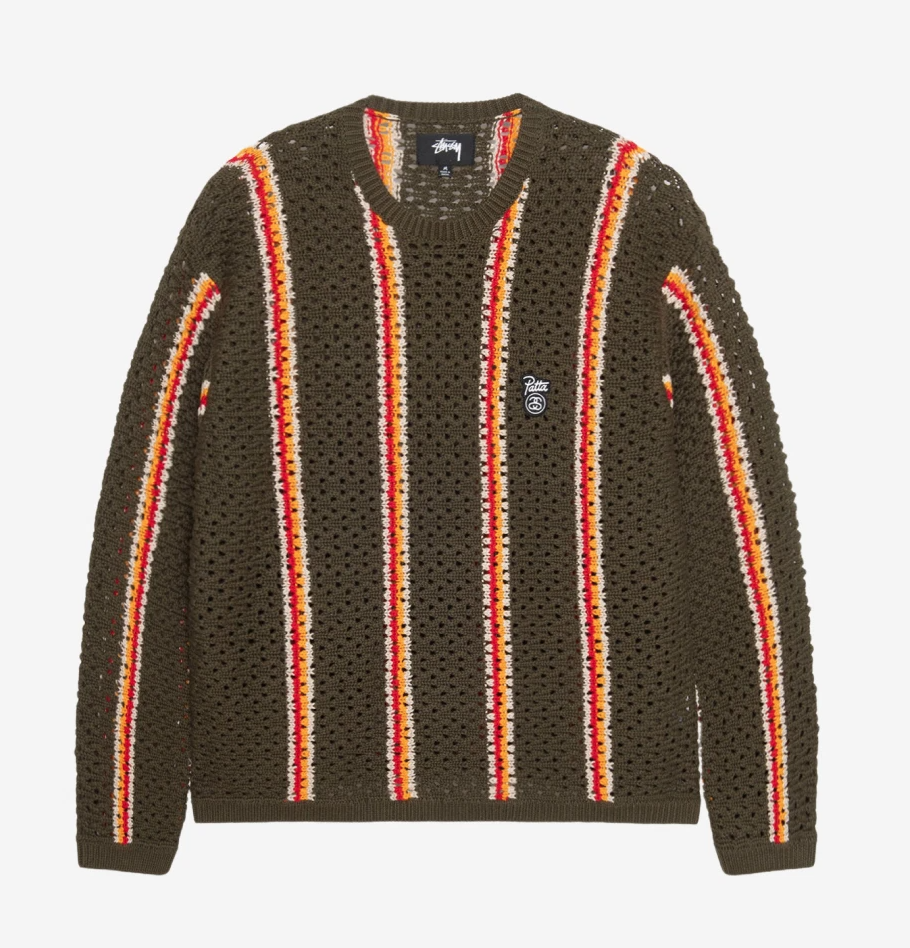 Stussy x Patta Striped Loose Gauge Sweater Olive