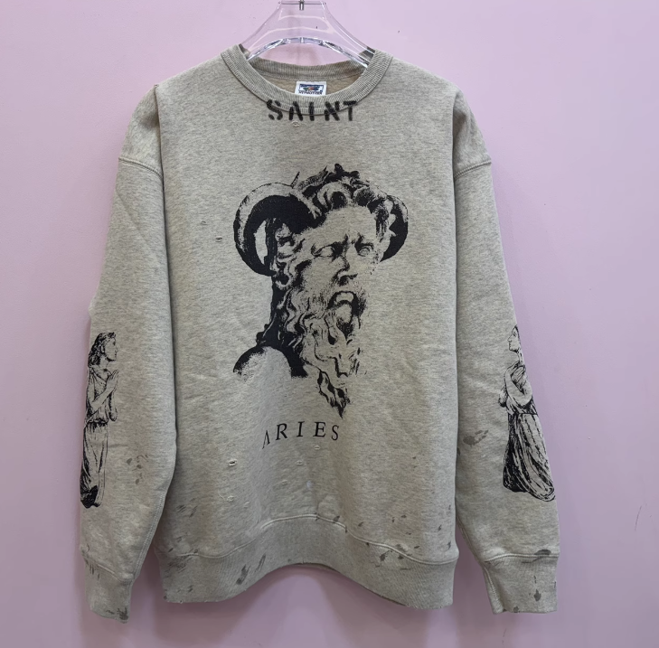 세인트 마이클 x 에리즈 크루 스웨트셔츠 미스터 에리즈 그레이