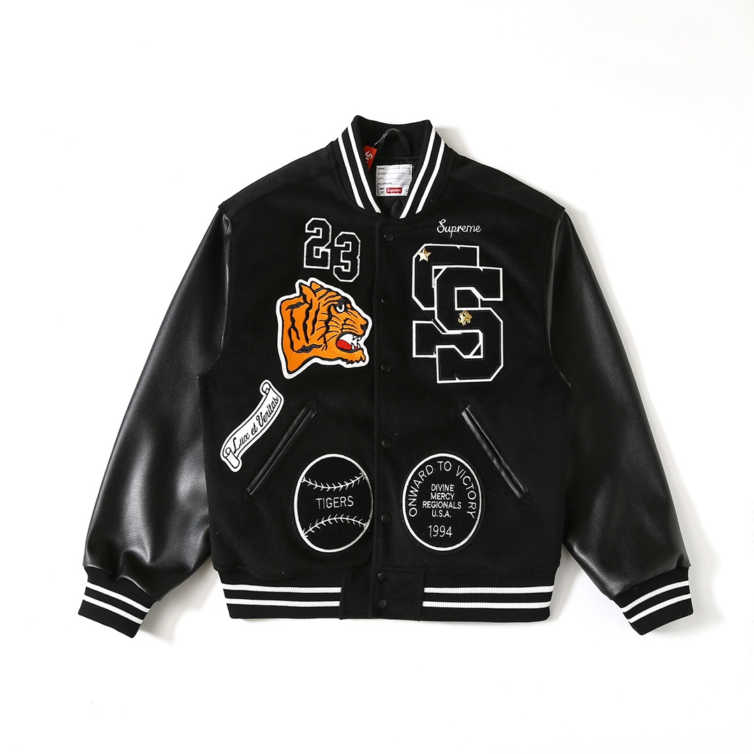 Supreme Tiger Varsity Jacket Black
