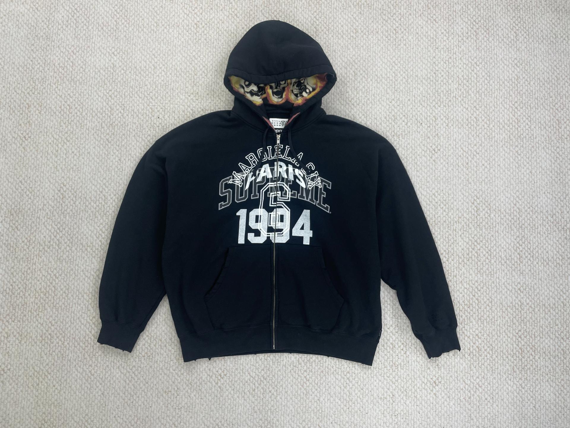 Supreme x MM6 Maison Margiela Zip Up Hooded Sweatshirt Black - 24SS