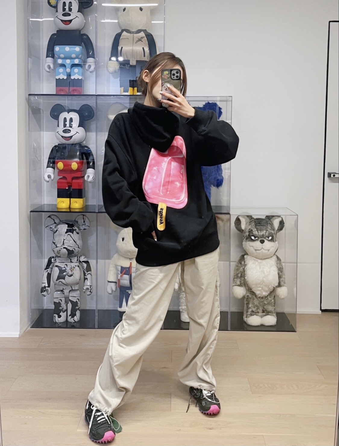 스투시 팝시클 후드 블랙