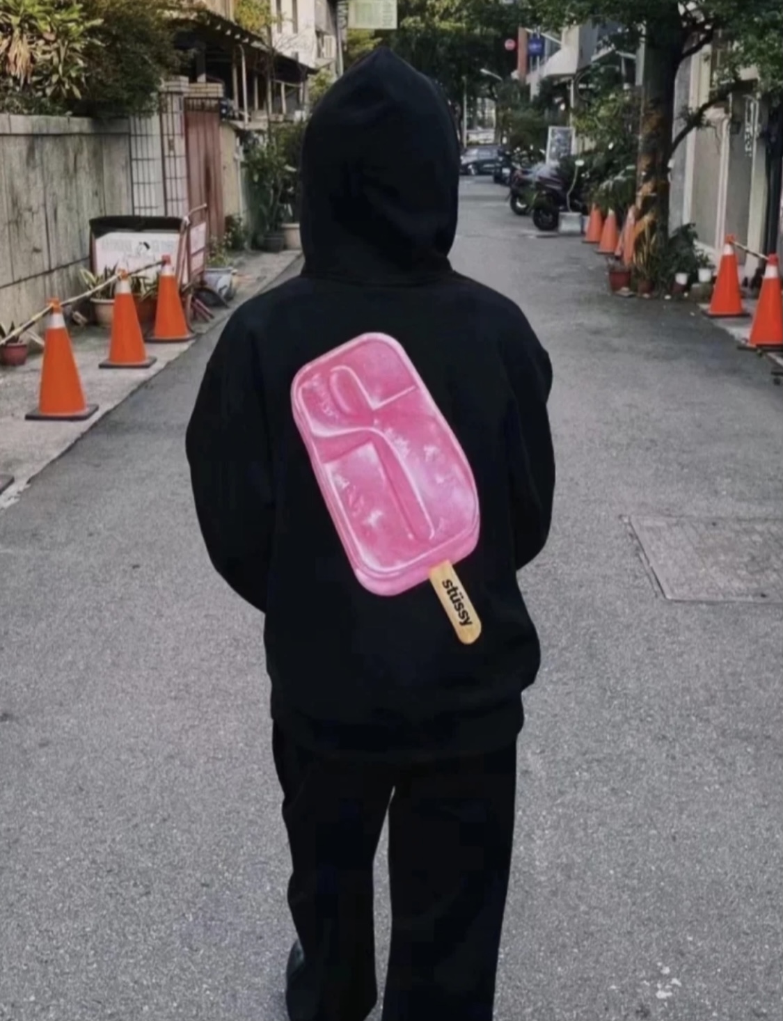 스투시 팝시클 후드 블랙