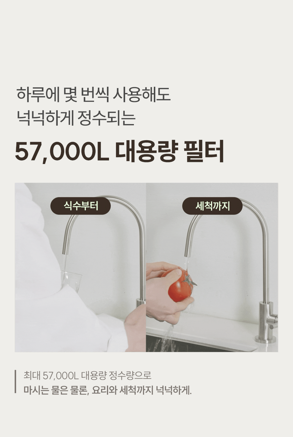 워터웨이 풀스테인리스 언더싱크 정수기 싱크대 무전원 직수형 파우셋 정수전