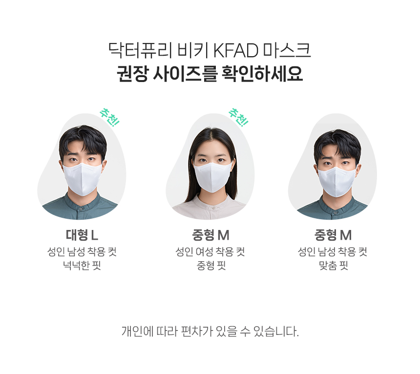 KFAD 비키 비말차단 새부리형 마스크 25매(5매입 x 5입) 대형 중형