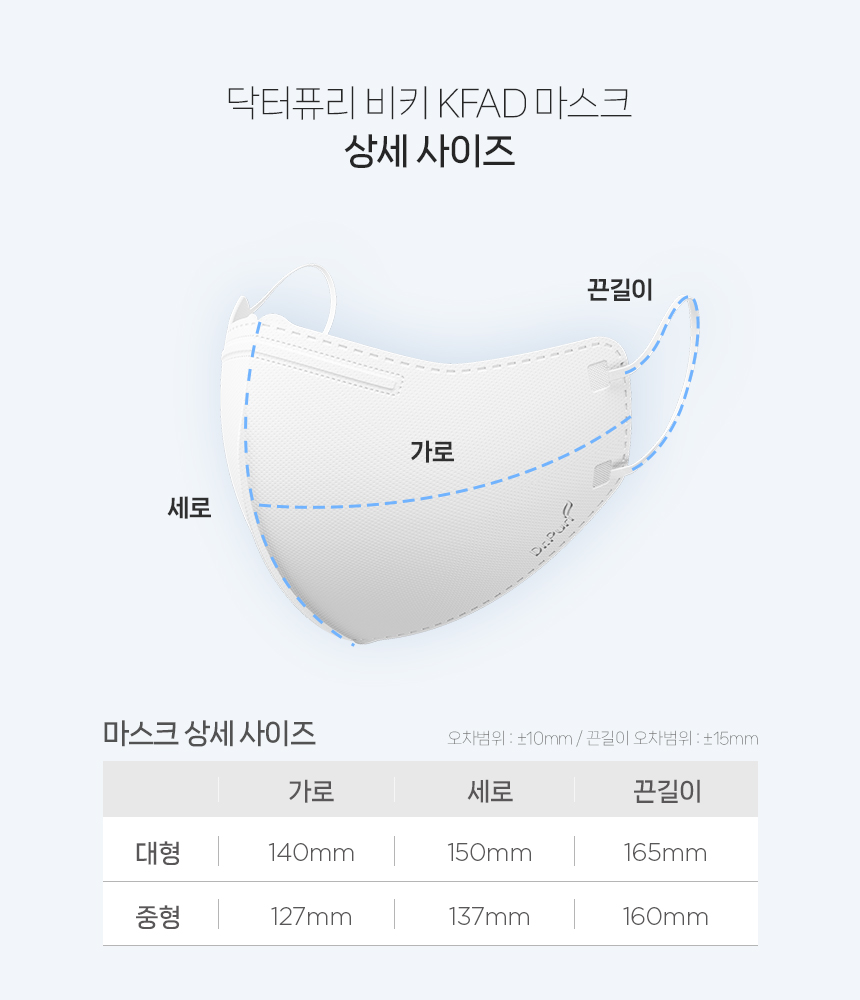 KFAD 비키 비말차단 새부리형 마스크 25매(5매입 x 5입) 대형 중형