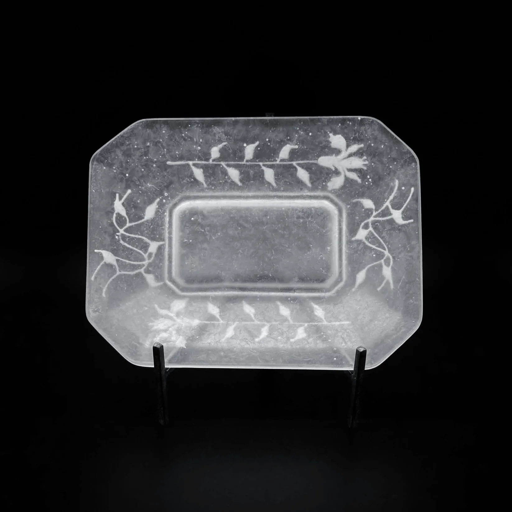 FROSTED GLASS PATE DE VERRE OCTAGONAL DISH 얼은 유리 팔레트 드 베르 정팔각 디쉬 플레이트