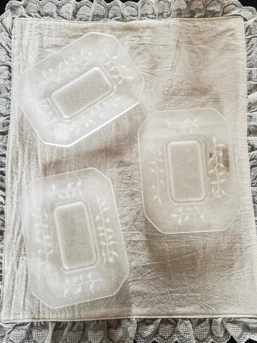 FROSTED GLASS PATE DE VERRE OCTAGONAL DISH 얼은 유리 팔레트 드 베르 정팔각 디쉬 플레이트