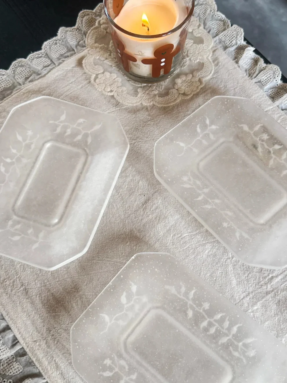 FROSTED GLASS PATE DE VERRE OCTAGONAL DISH 얼은 유리 팔레트 드 베르 정팔각 디쉬 플레이트