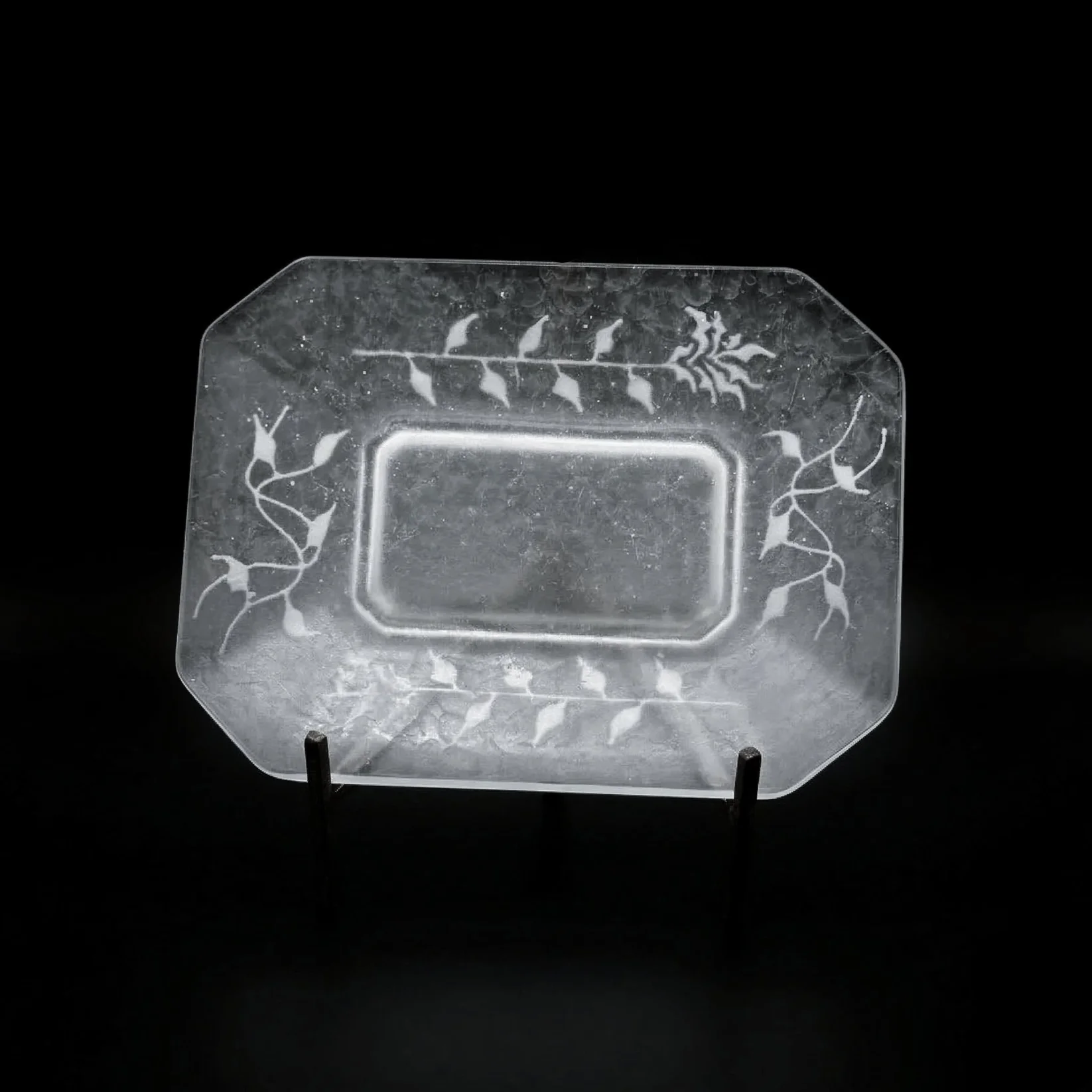 FROSTED GLASS PATE DE VERRE OCTAGONAL DISH 얼은 유리 팔레트 드 베르 정팔각 디쉬 플레이트