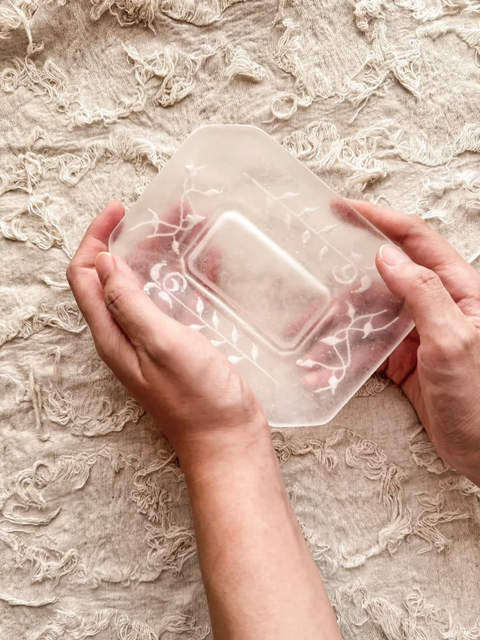 FROSTED GLASS PATE DE VERRE OCTAGONAL DISH 얼은 유리 팔레트 드 베르 정팔각 디쉬 플레이트