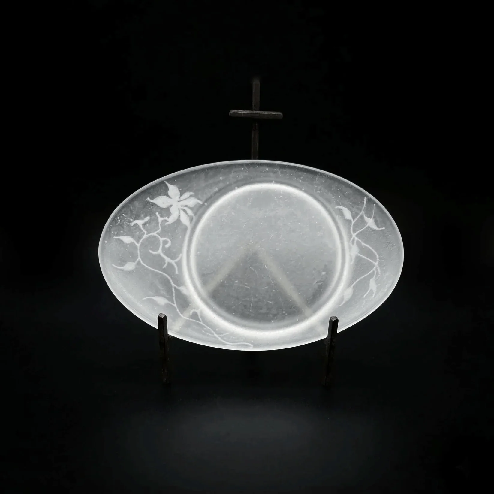 FROSTED GLASS PATE DE VERRE OVAL TRAY 얼은 유리 팔레트 드 베르 타원형 플레이트