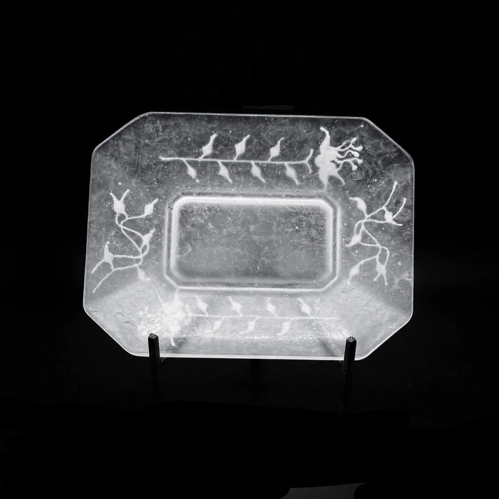 FROSTED GLASS PATE DE VERRE OCTAGONAL DISH 얼은 유리 팔레트 드 베르 정팔각 디쉬 플레이트