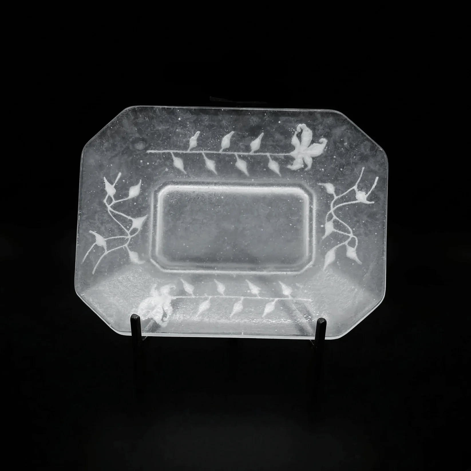 FROSTED GLASS PATE DE VERRE OCTAGONAL DISH 얼은 유리 팔레트 드 베르 정팔각 디쉬 플레이트