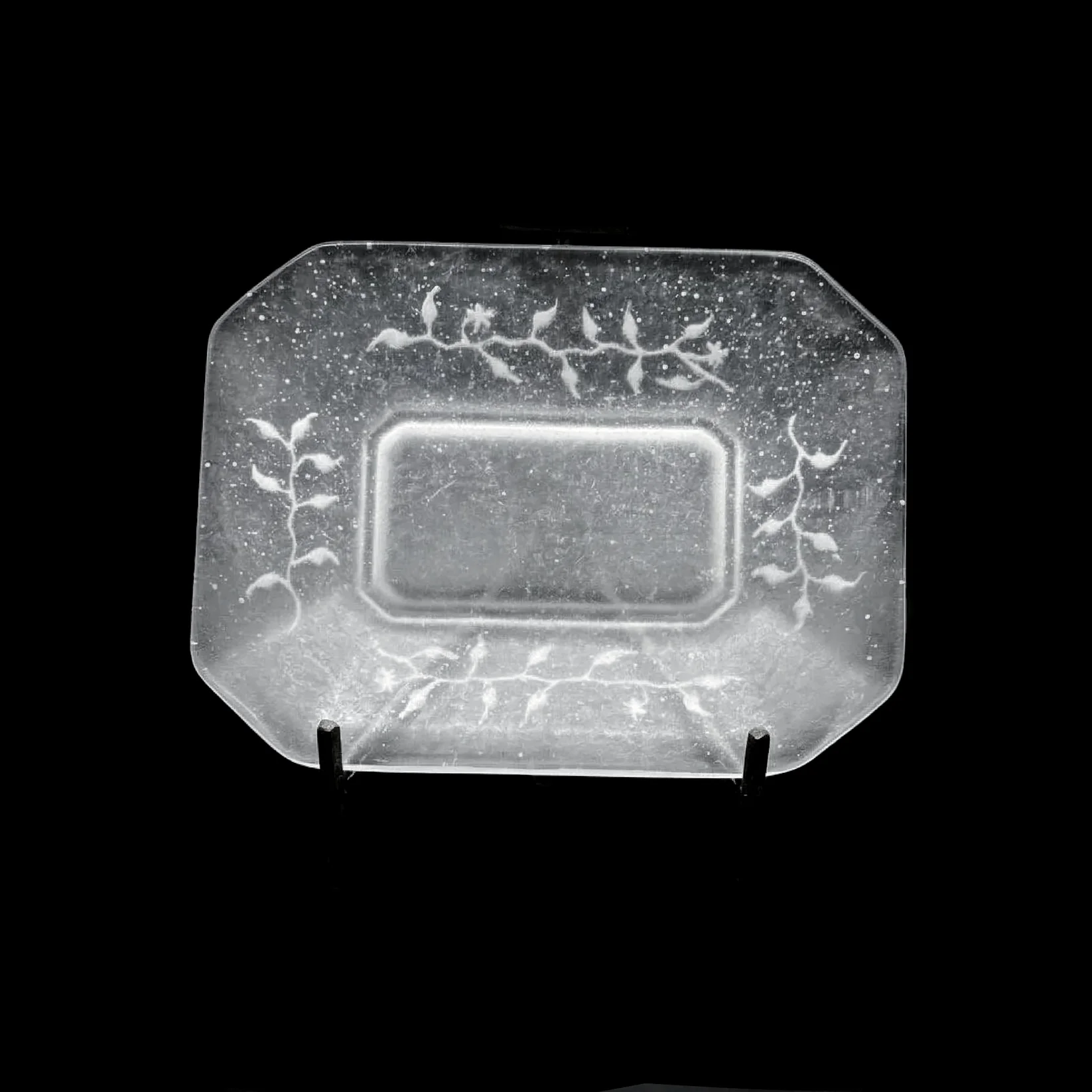 FROSTED GLASS PATE DE VERRE OCTAGONAL DISH 얼은 유리 팔레트 드 베르 정팔각 디쉬 플레이트