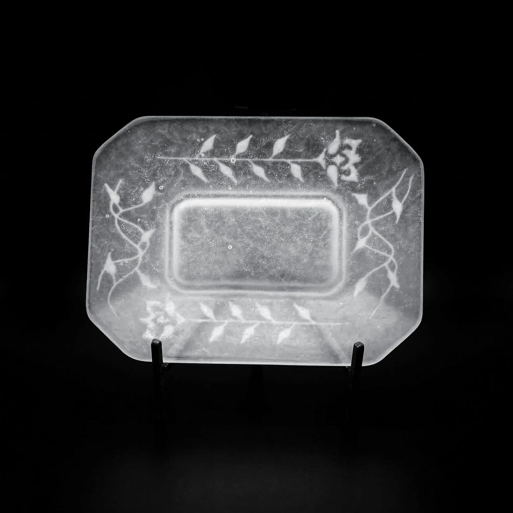 FROSTED GLASS PATE DE VERRE OCTAGONAL DISH 얼은 유리 팔레트 드 베르 정팔각 디쉬 플레이트