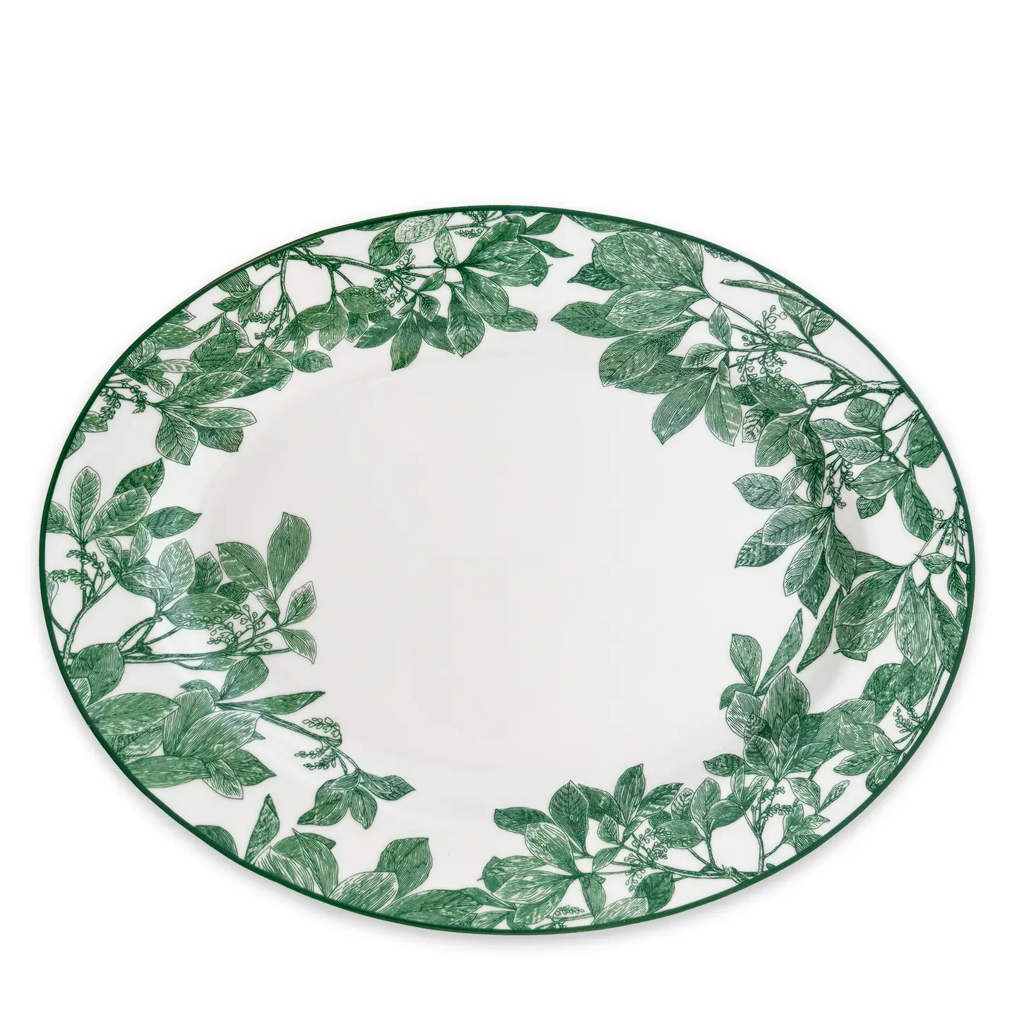 Arbor Green Large Oval Rimmed Platter (Caskata) 오벌 도자기 플래터