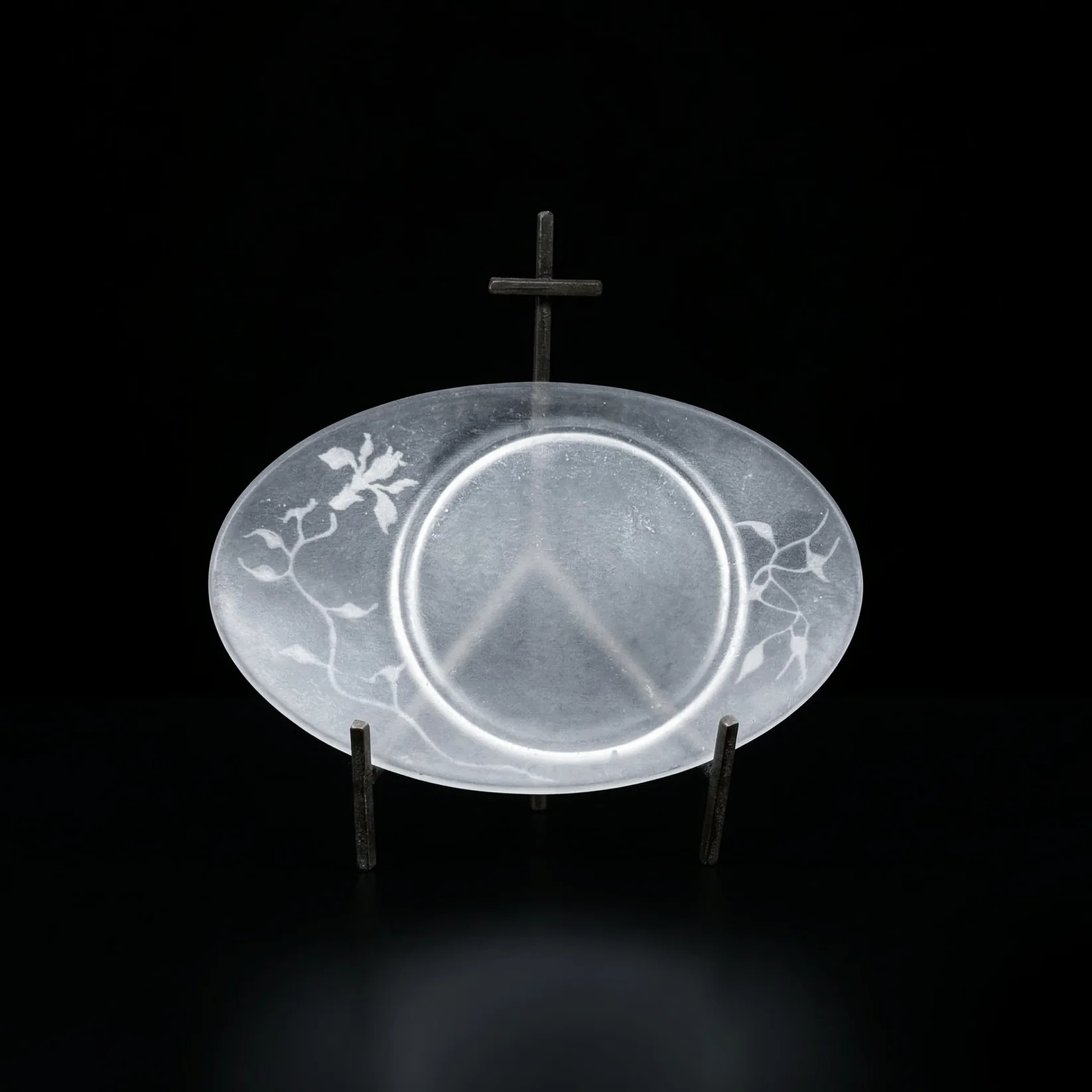 FROSTED GLASS PATE DE VERRE OVAL TRAY 얼은 유리 팔레트 드 베르 타원형 플레이트