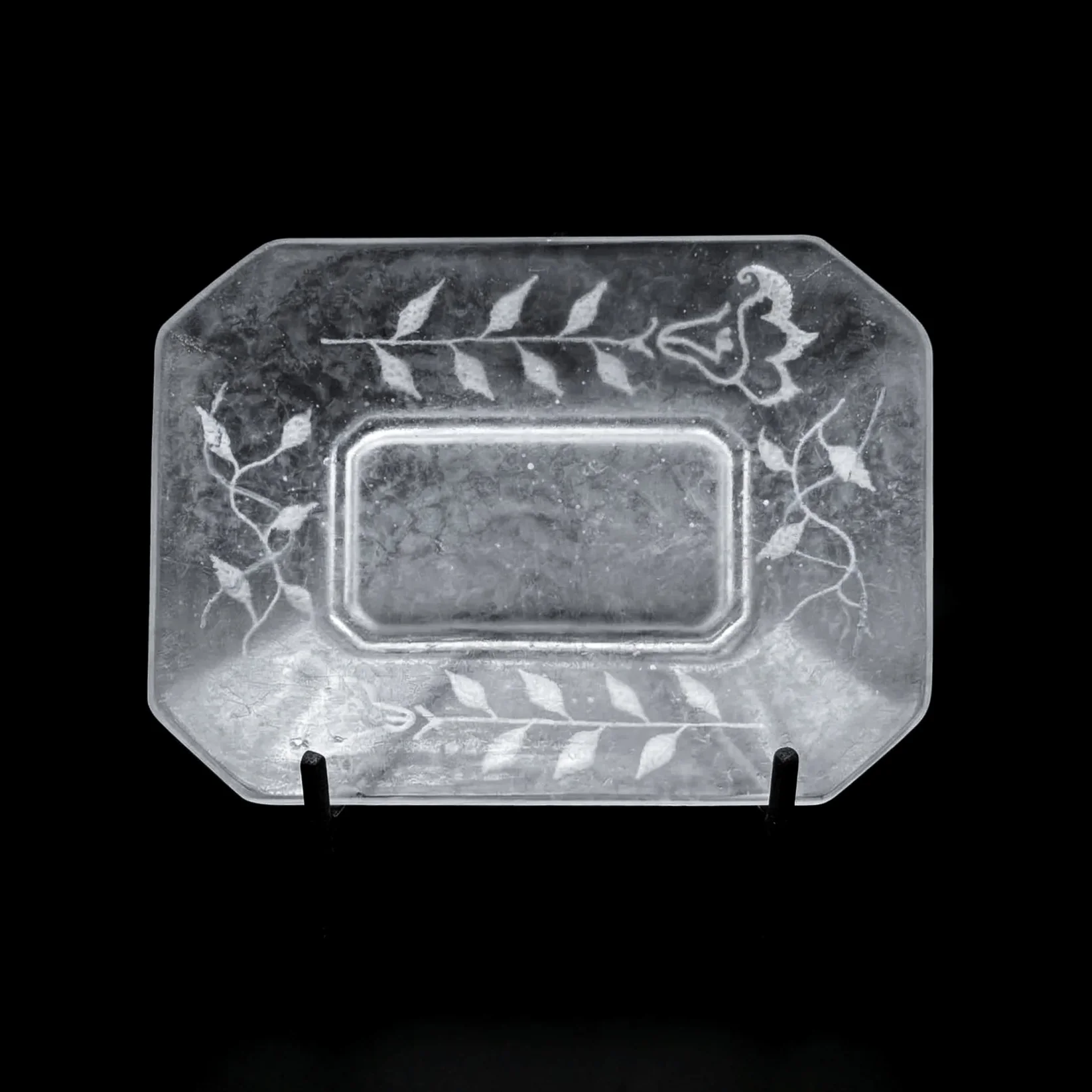 FROSTED GLASS PATE DE VERRE OCTAGONAL DISH 얼은 유리 팔레트 드 베르 정팔각 디쉬 플레이트