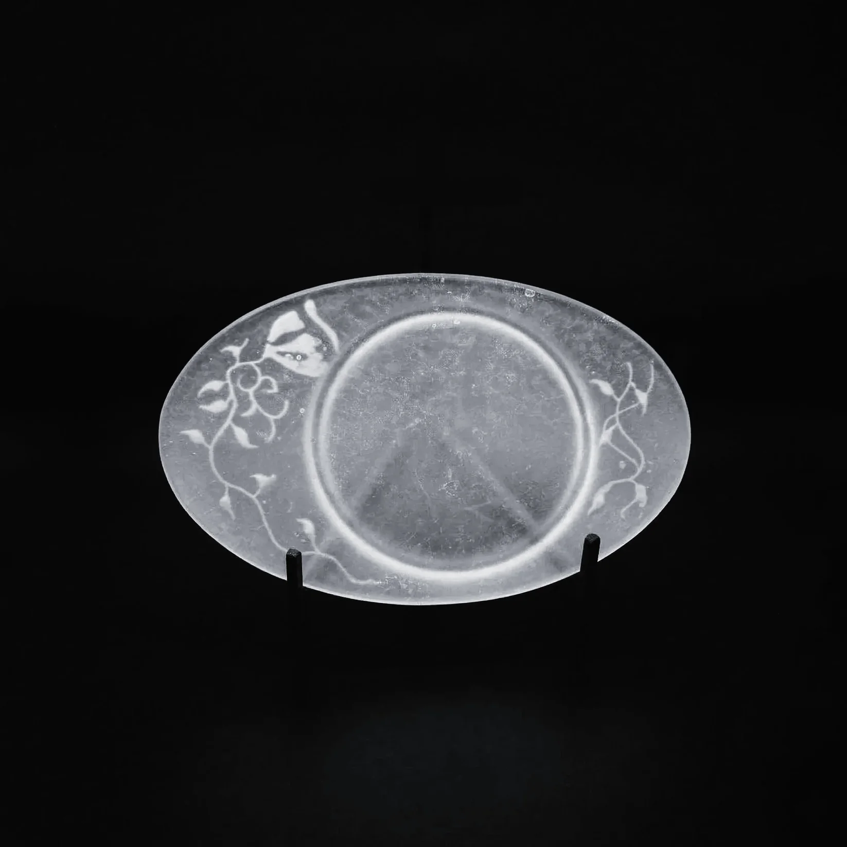 FROSTED GLASS PATE DE VERRE OVAL TRAY 얼은 유리 팔레트 드 베르 타원형 플레이트