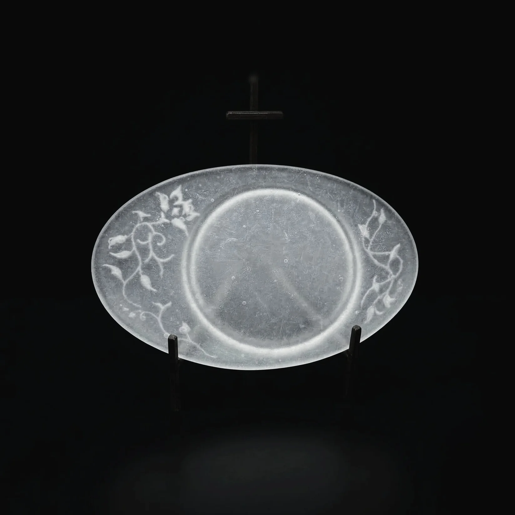 FROSTED GLASS PATE DE VERRE OVAL TRAY 얼은 유리 팔레트 드 베르 타원형 플레이트
