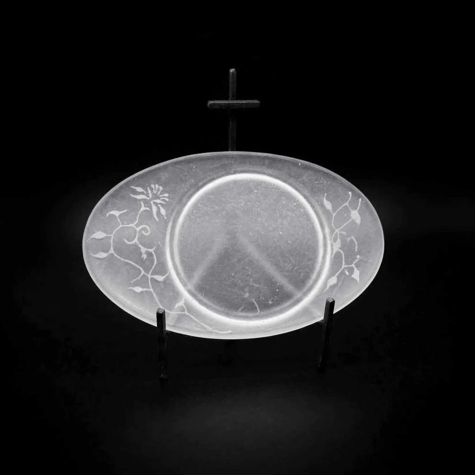 FROSTED GLASS PATE DE VERRE OVAL TRAY 얼은 유리 팔레트 드 베르 타원형 플레이트