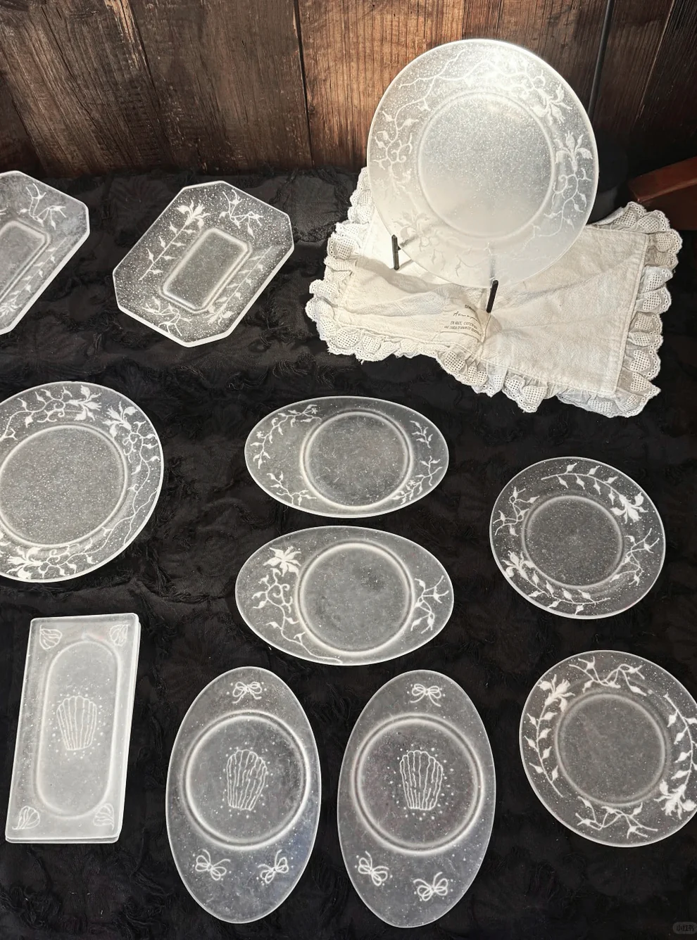 FROSTED GLASS PATE DE VERRE OVAL TRAY 얼은 유리 팔레트 드 베르 타원형 플레이트