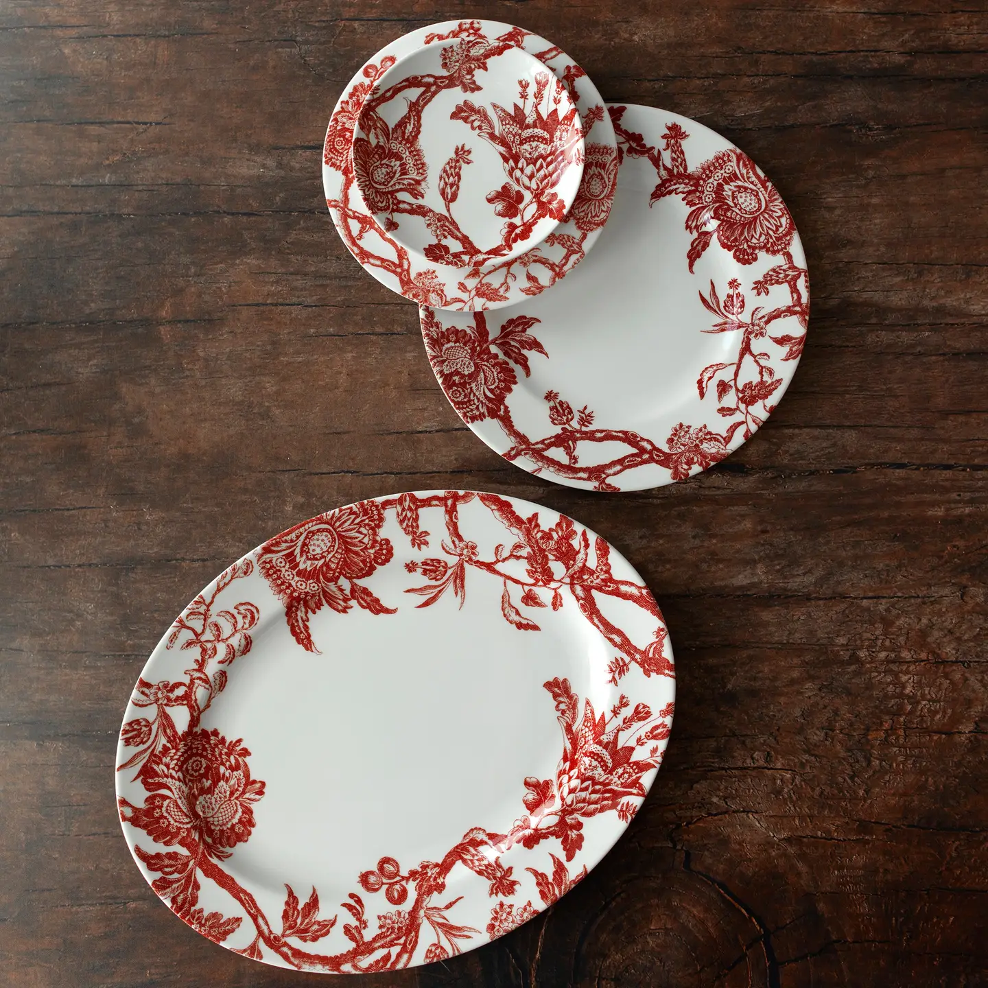 Arcadia Crimson Large Oval Rimmed Platter (Caskata) 오벌 도자기 플래터
