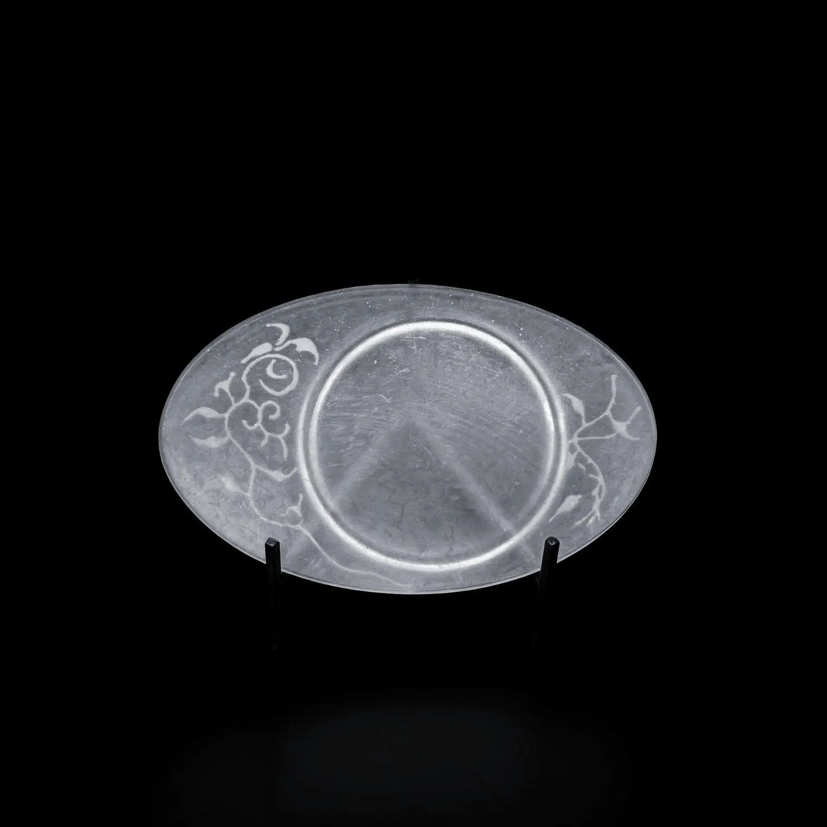 FROSTED GLASS PATE DE VERRE OVAL TRAY 얼은 유리 팔레트 드 베르 타원형 플레이트