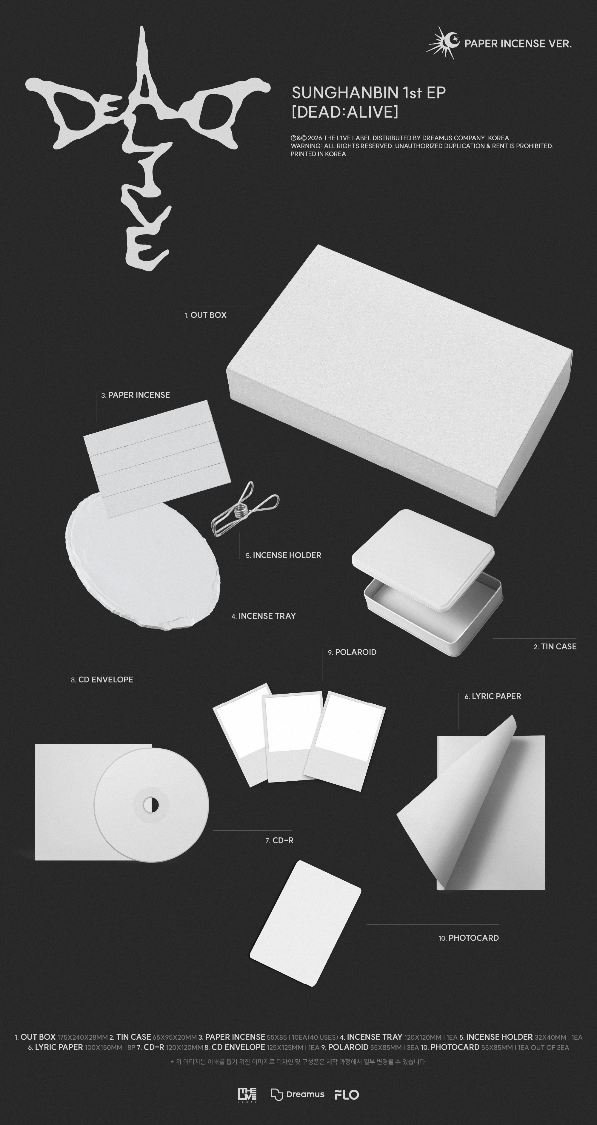 (PRE-ORDER) SUNG HANBIN - 1st Mini Album [DEAD:ALIVE] (Paper Incense Ver.) (Limited Edition)
