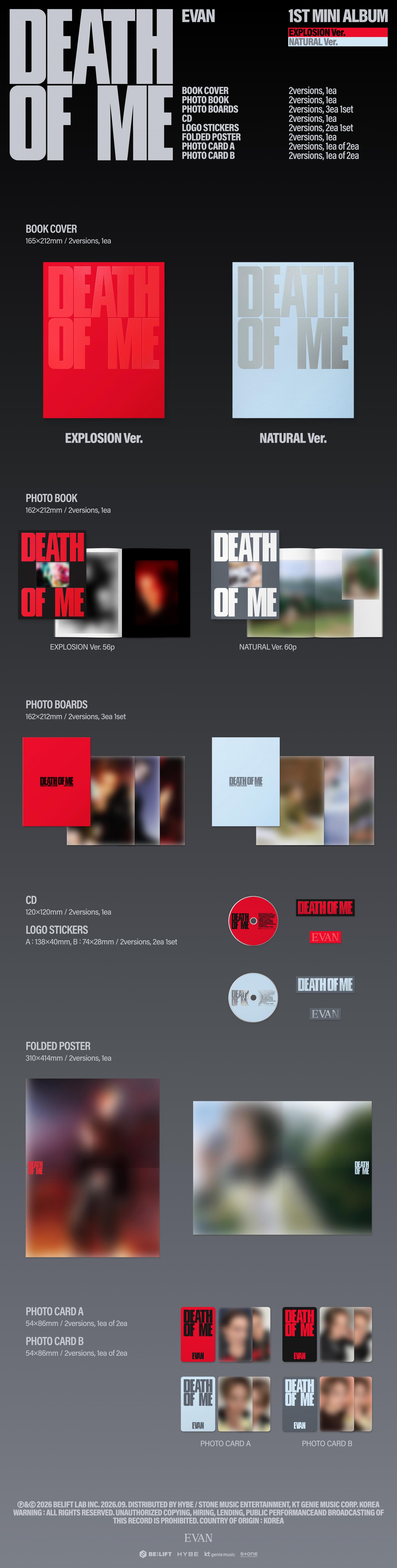 (PRE-ORDER) EVAN - 1st Mini Album [DEATH OF ME]