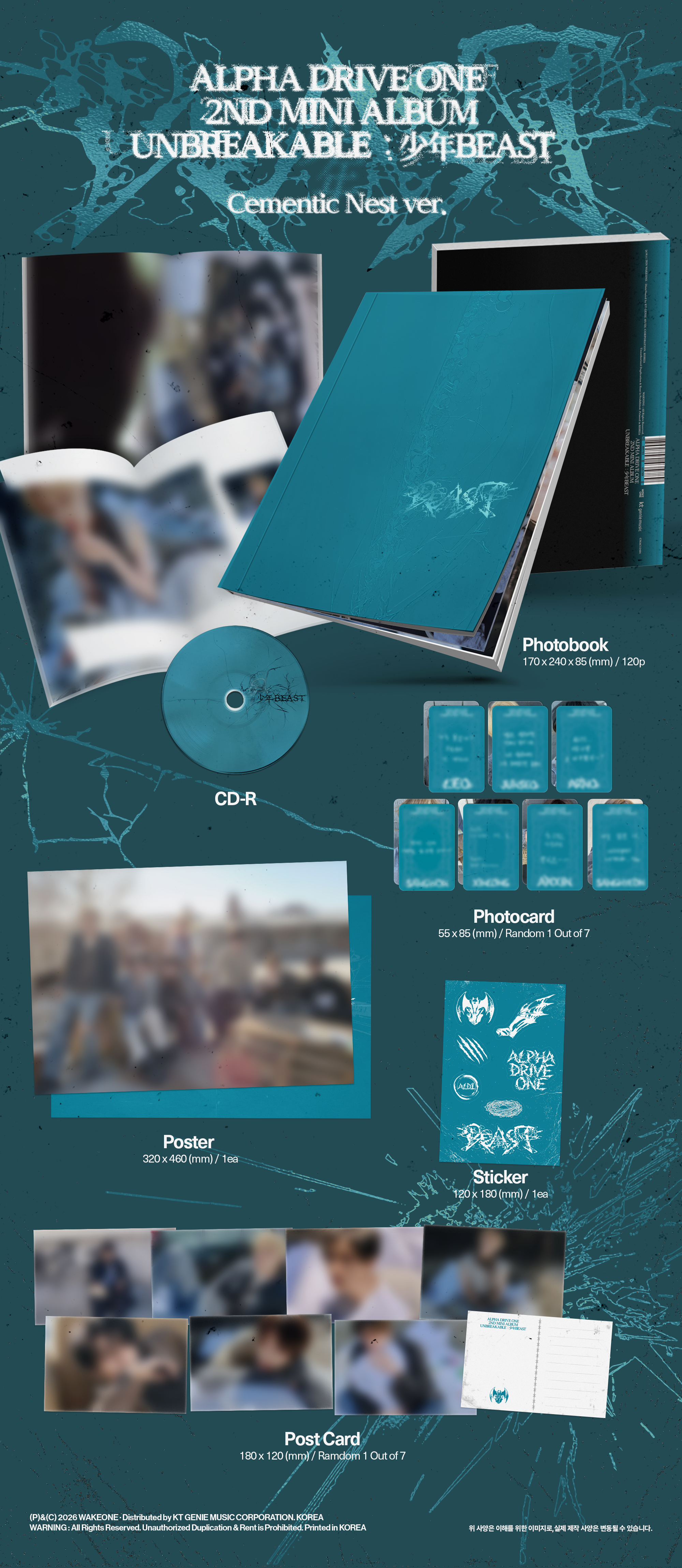 (PRE-ORDER) ALPHA DRIVE ONE - 2nd Mini Album [UNBREAKABLE : 少年BEAST] (Cementic Nest ver.)