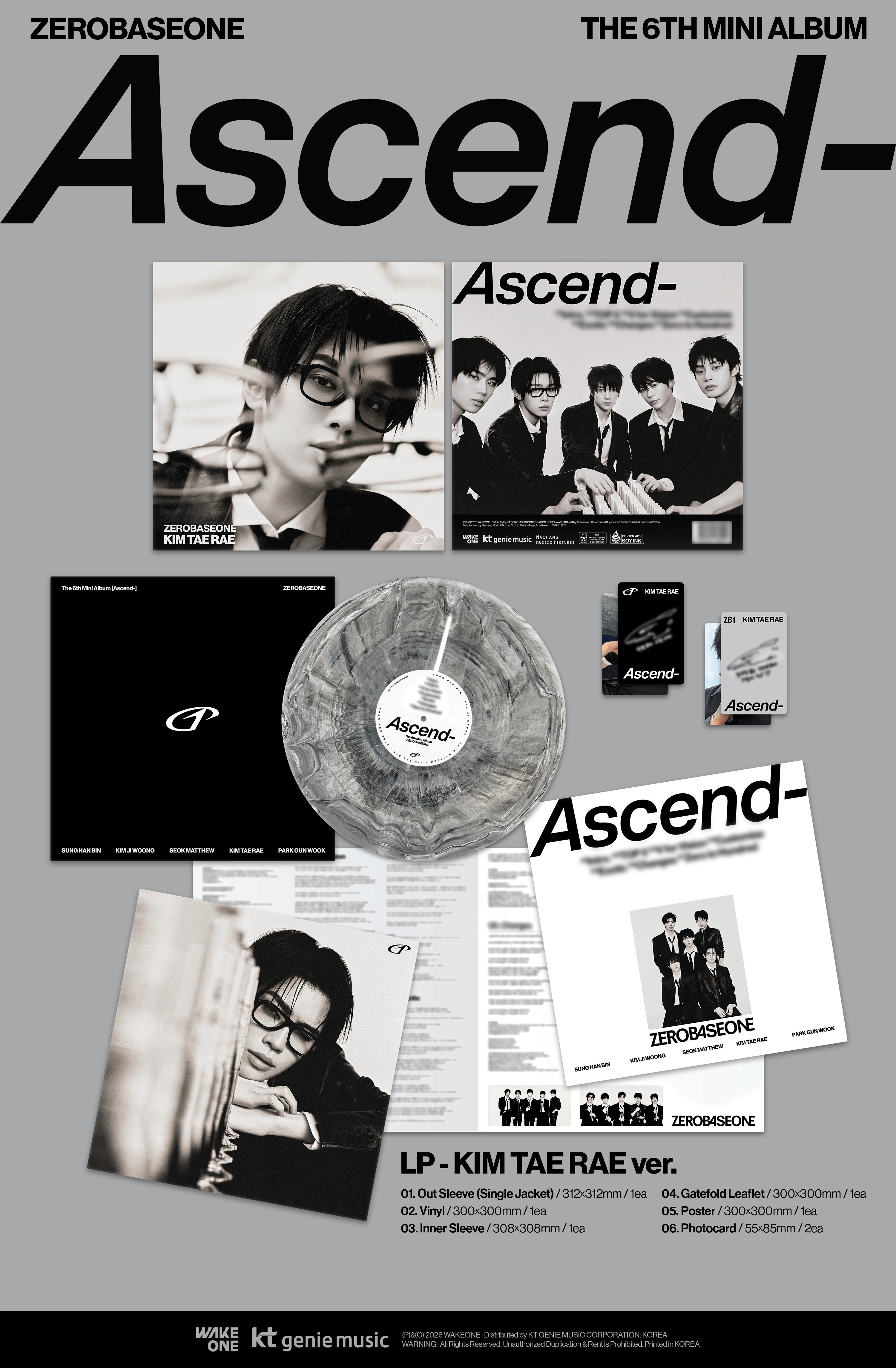 (PRE-ORDER) ZEROBASEONE - The 6th Mini Album [Ascend-] LP Ver. (Random Ver.)