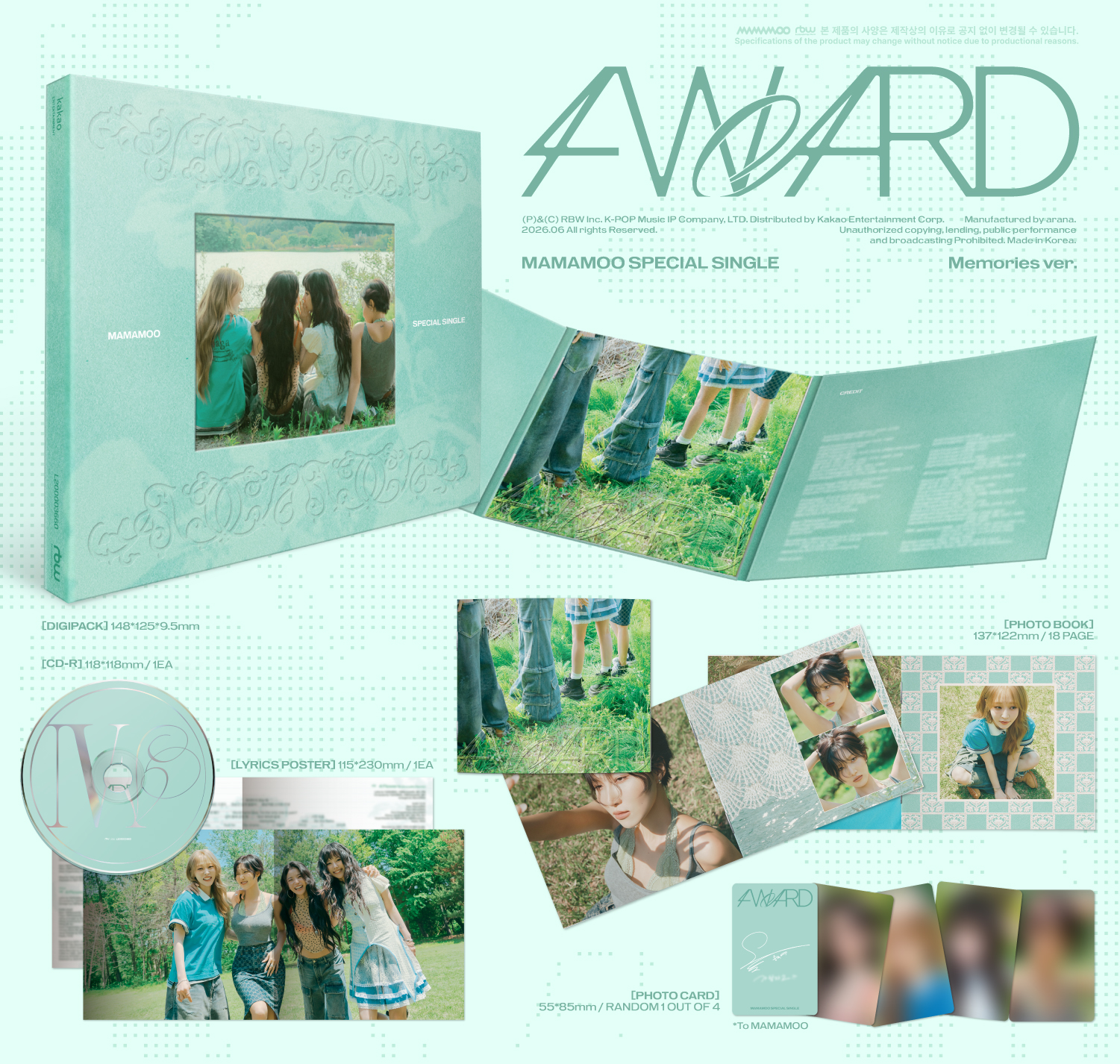 (PRE-ORDER) Mamamoo - Special Single Album [4WARD]