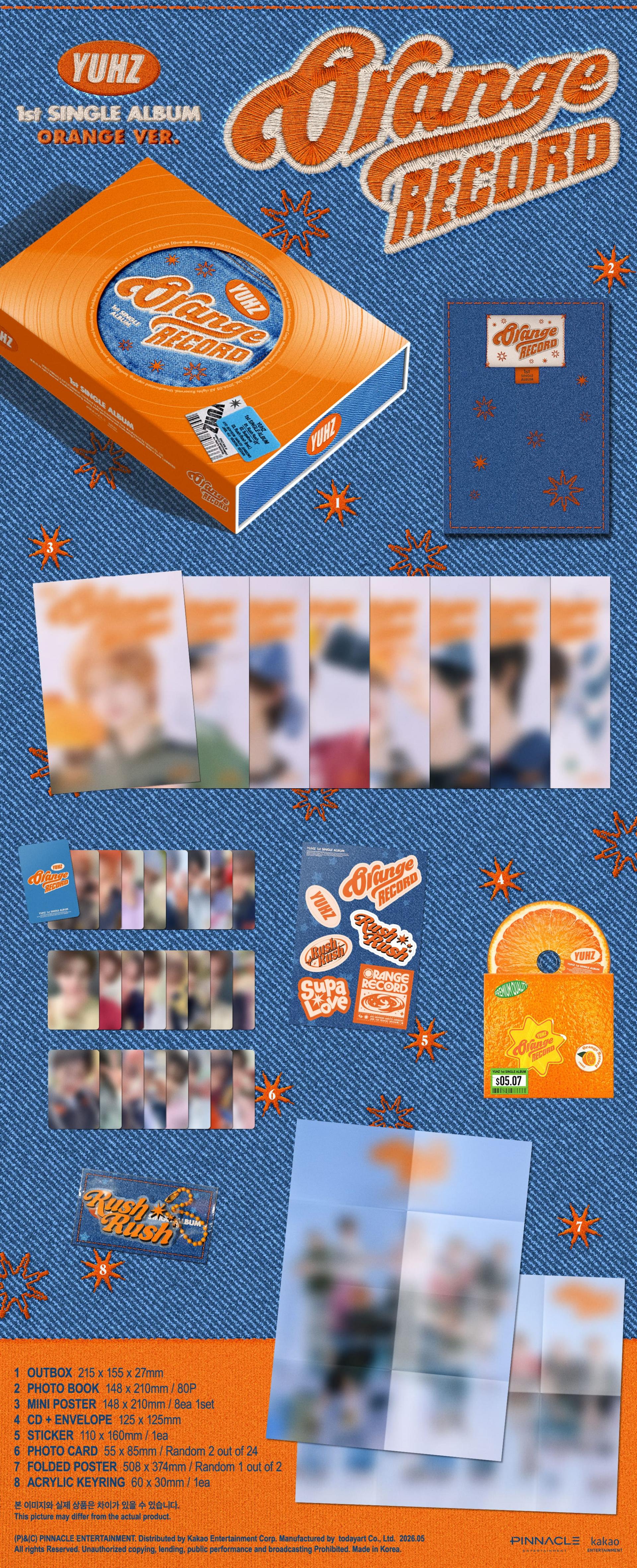 (PRE-ORDER) YUHZ - 1st Single Album [Orange Record] (Orange Ver.)