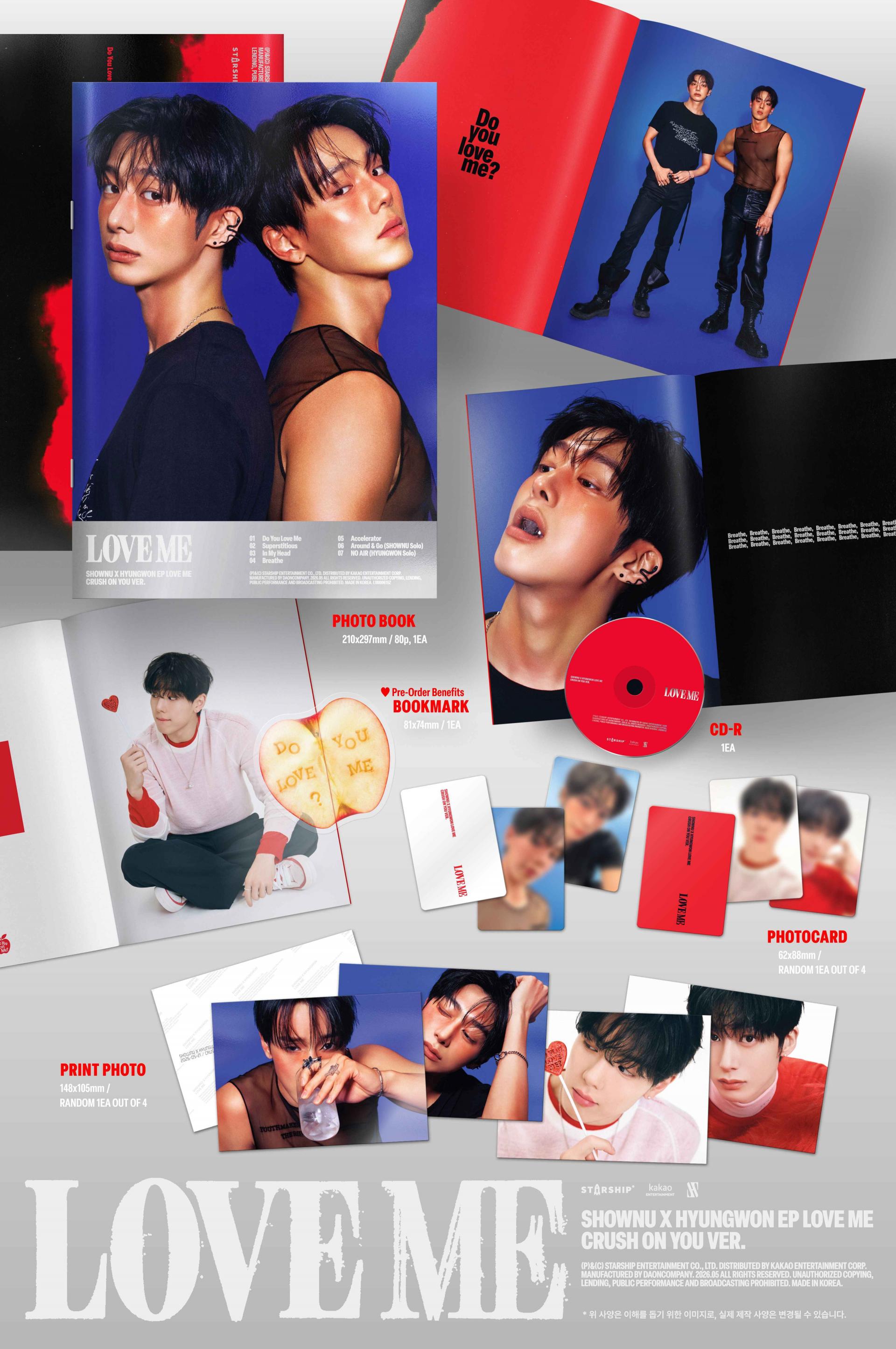 (PRE-ORDER) SHOWNU X HYUNGWON - EP Album [LOVE ME] (CRUSH ON YOU Ver.)