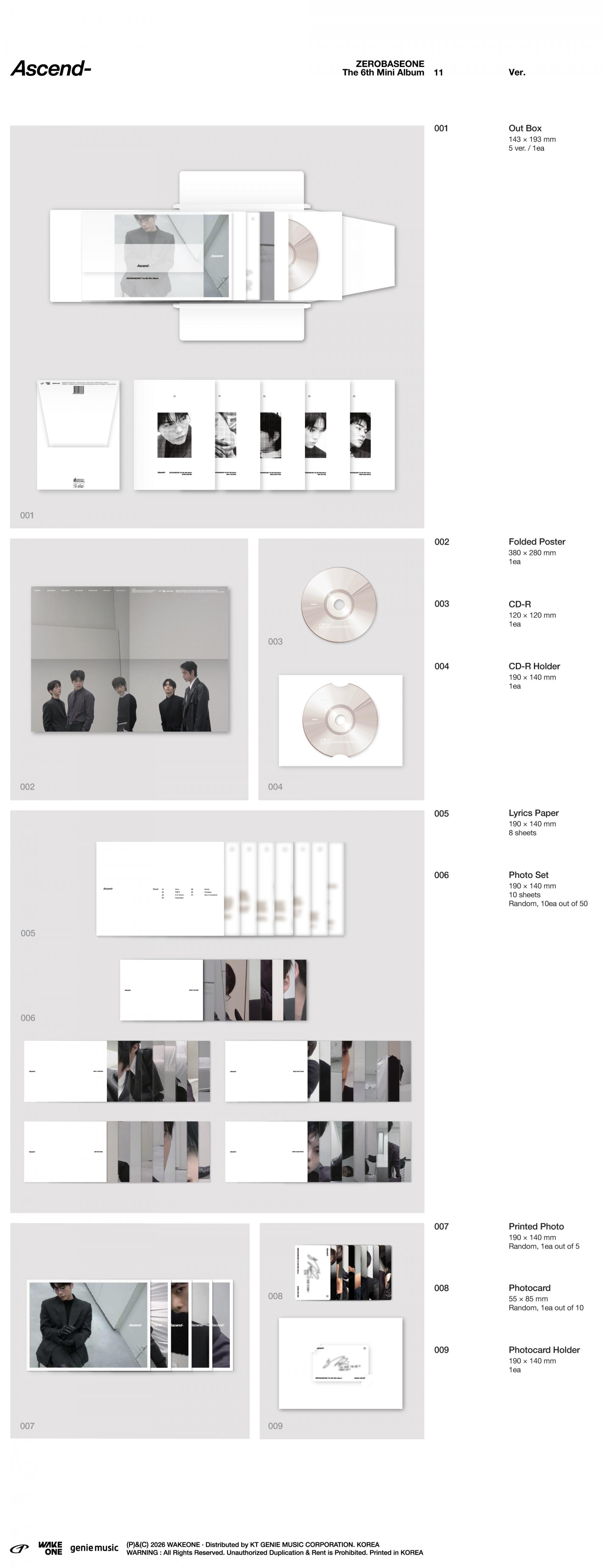 (PRE-ORDER) ZEROBASEONE - The 6th Mini Album [Ascend-] 11 Ver. (Random Ver.)