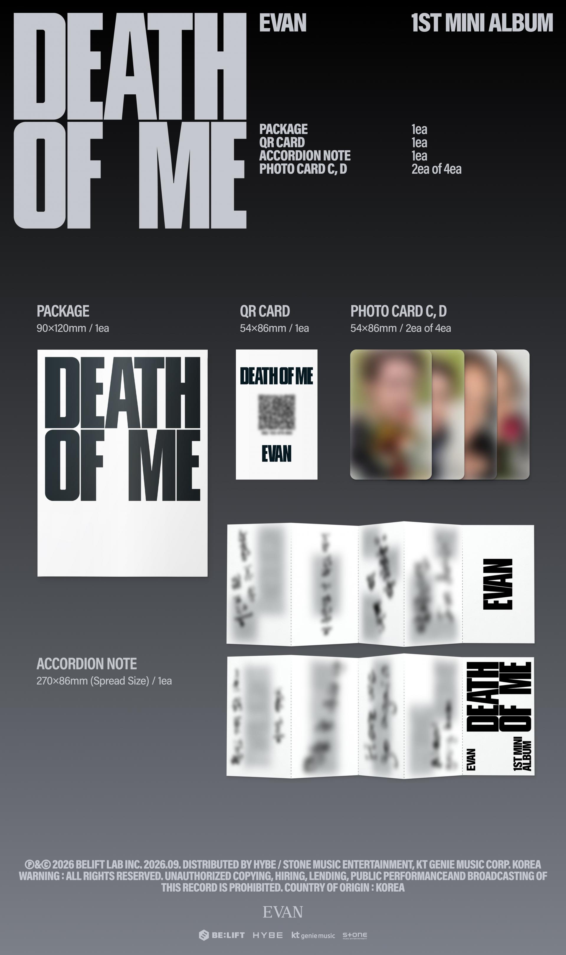 (PRE-ORDER) EVAN - 1st Mini Album [DEATH OF ME]